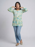 Floral Embroidered Chikankari Pure Cotton Chikankari Kurti