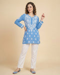 Ethnic Motifs Embroidered Chikankari Chikankari Kurti