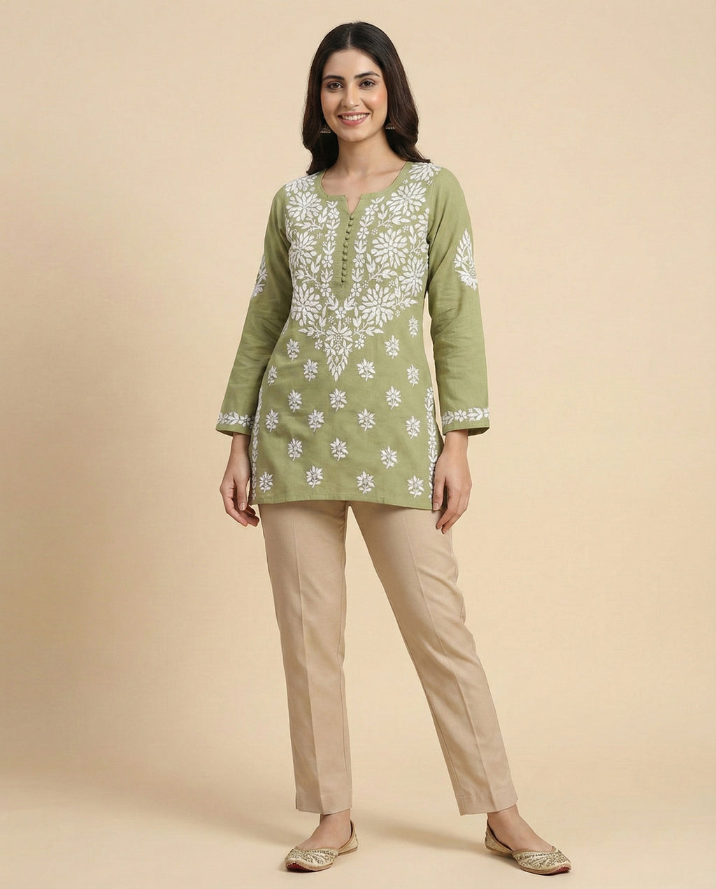 Floral Embroidered Chikankari Chikankari Kurti