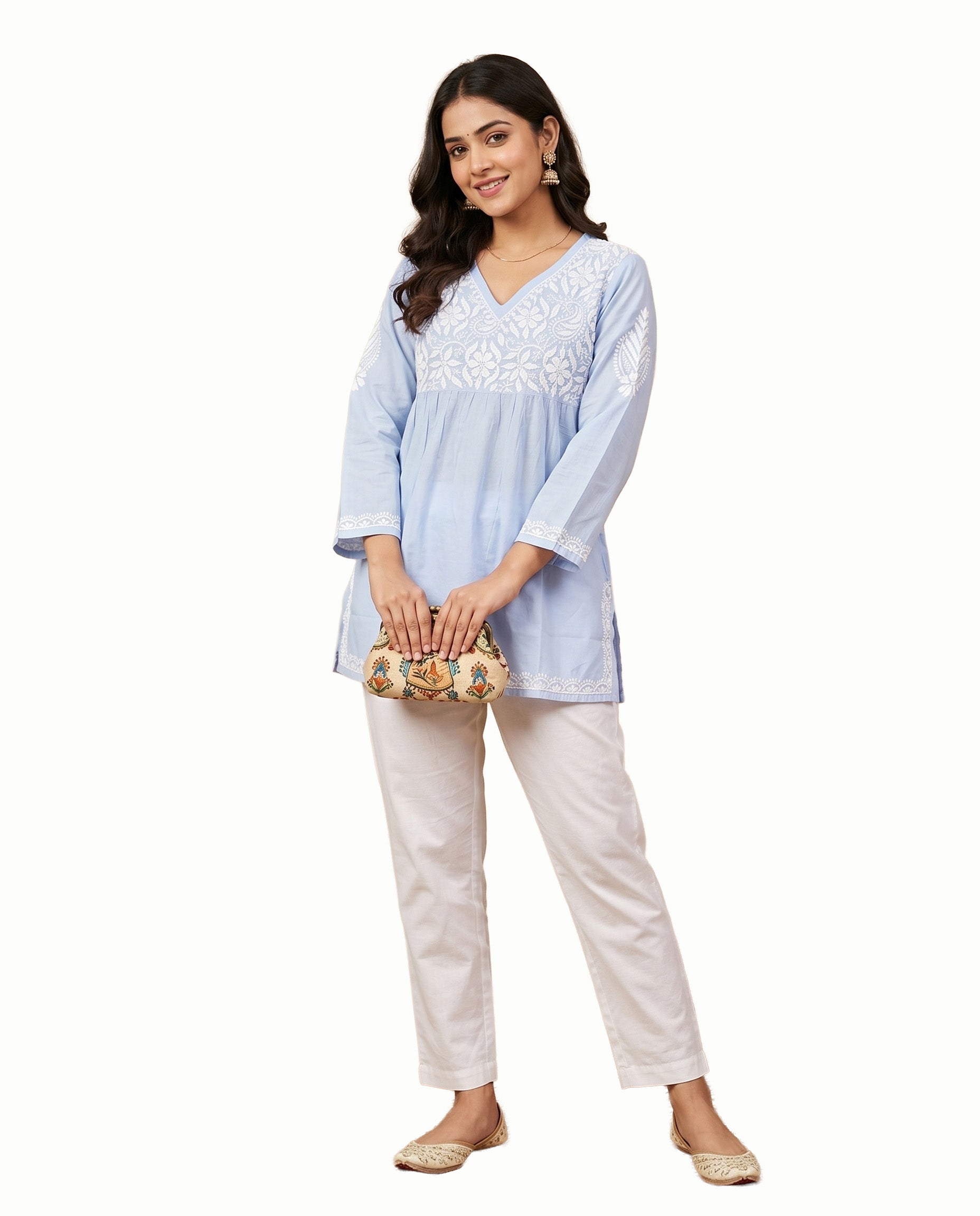 Floral Embroidered Chikankari Chikankari Kurti