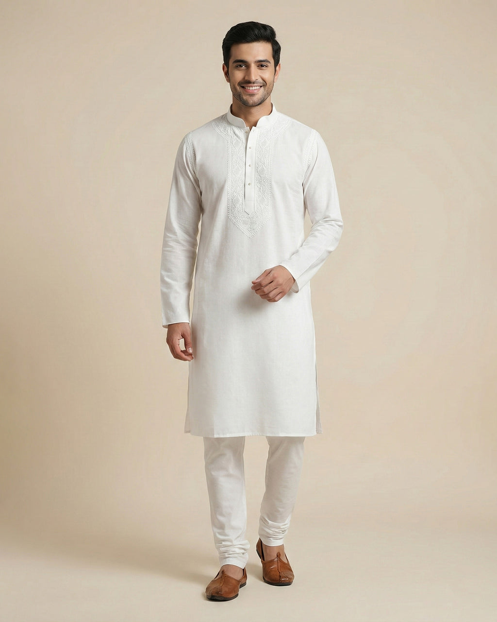 Hand Embroidered Cotton Men Kurta