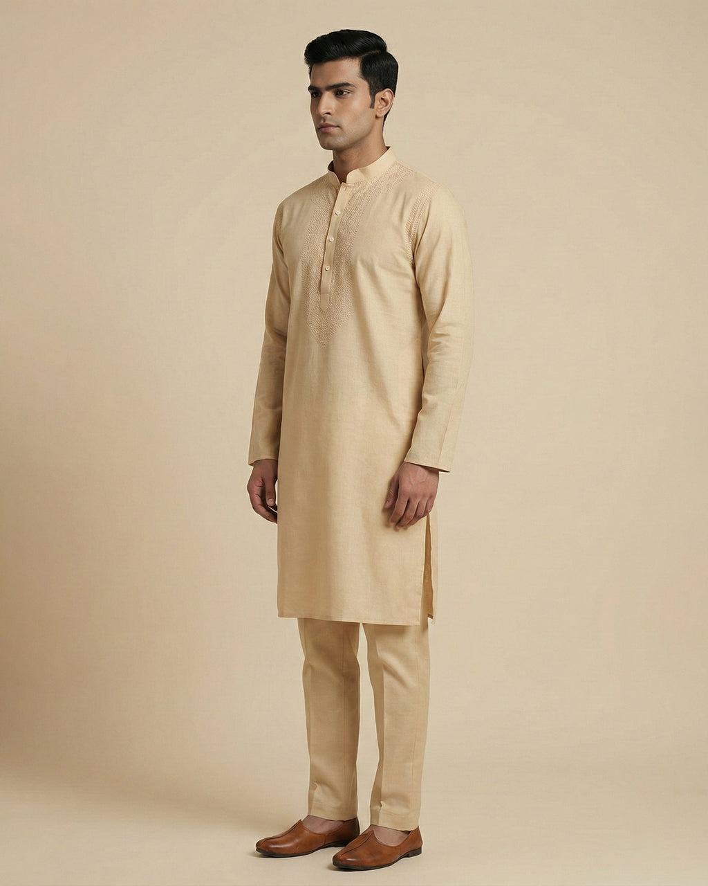 Hand Embroidered Cotton Men Kurta