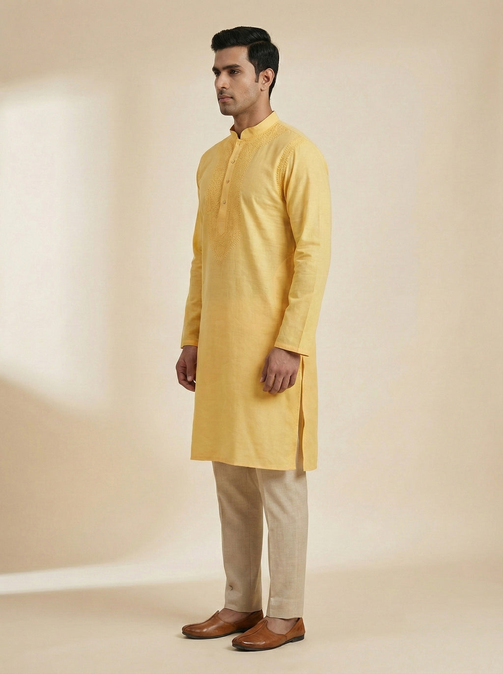 Hand Embroidered Cotton Men Kurta