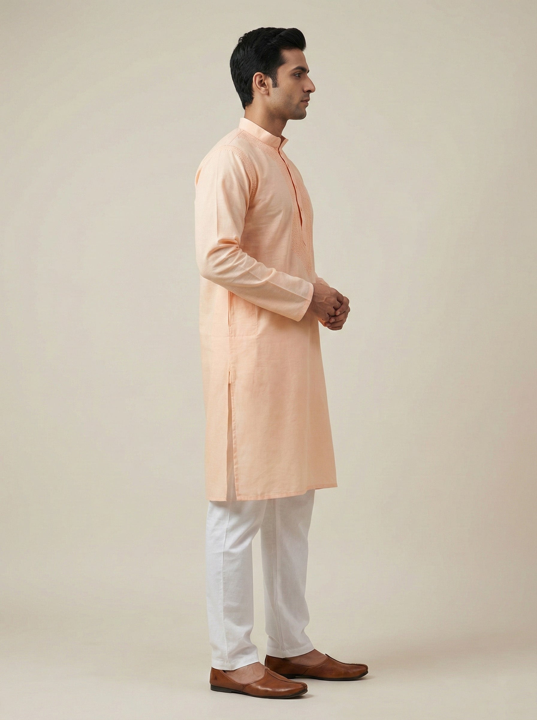 Hand Embroidered Cotton Men Kurta