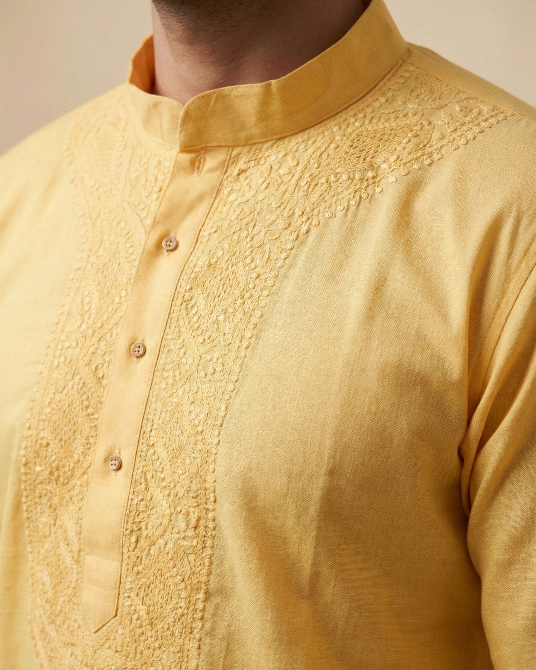 Hand Embroidered Cotton Men Kurta
