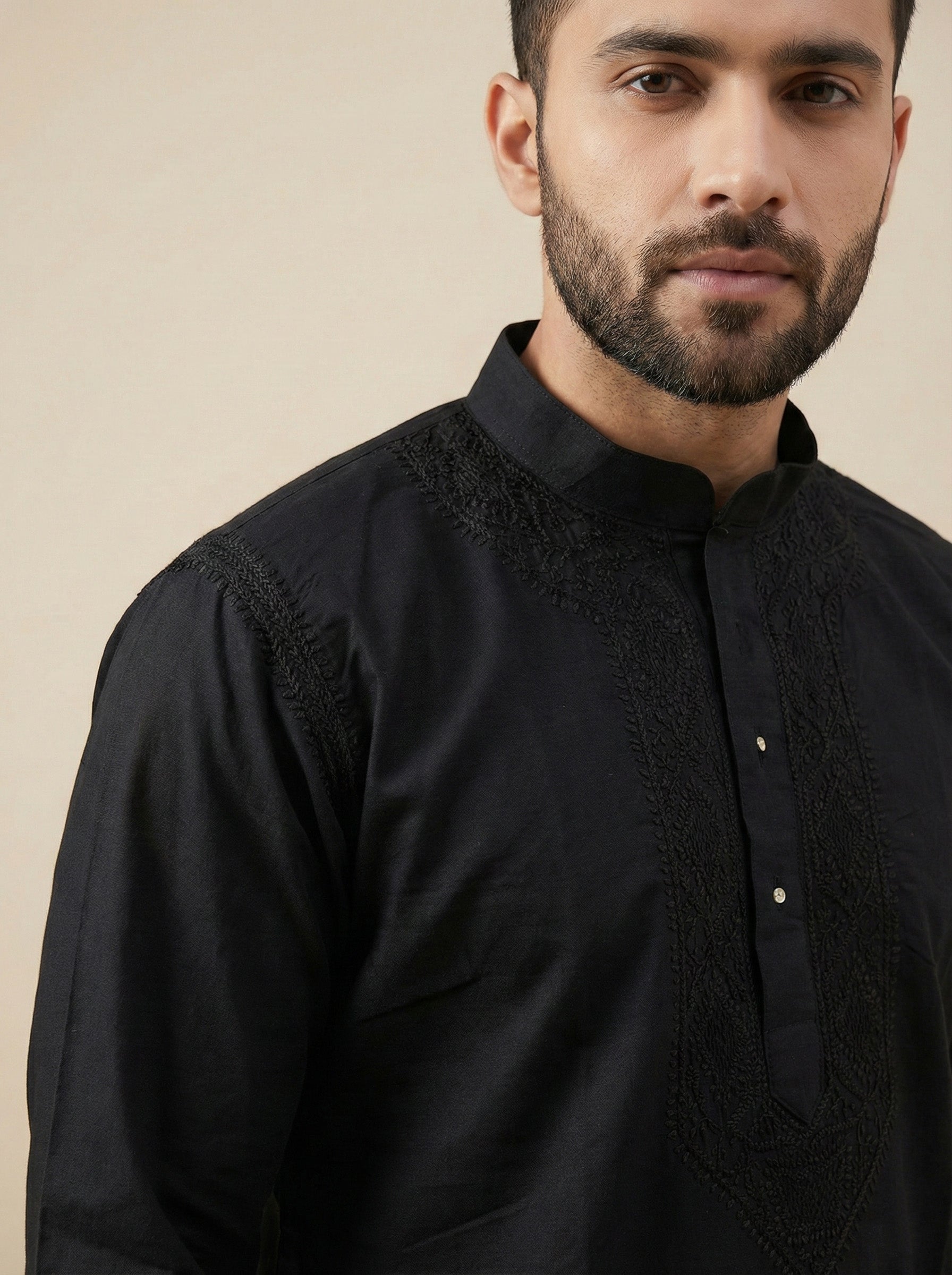 Hand Embroidered Cotton Men Kurta