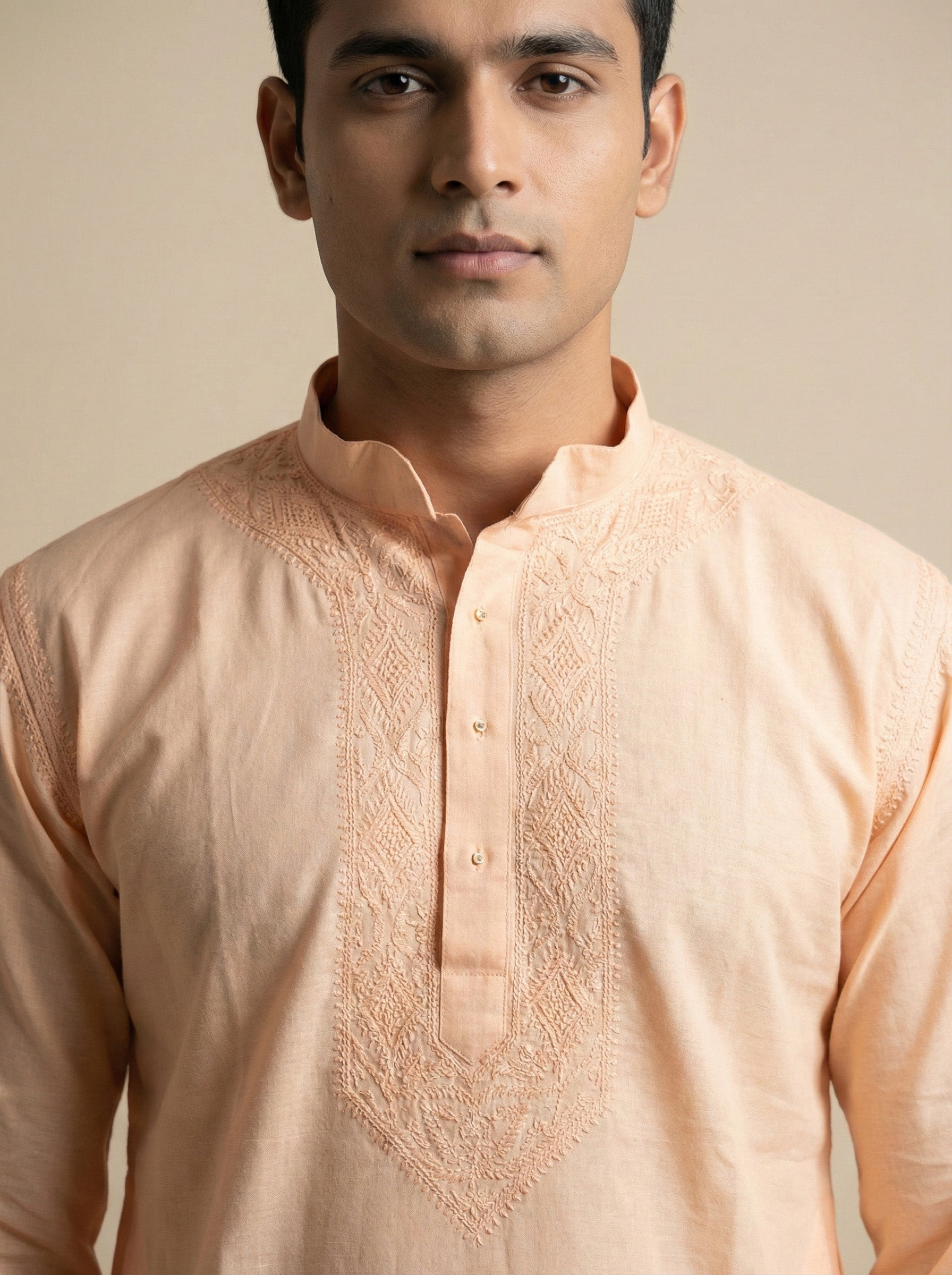 Hand Embroidered Cotton Men Kurta