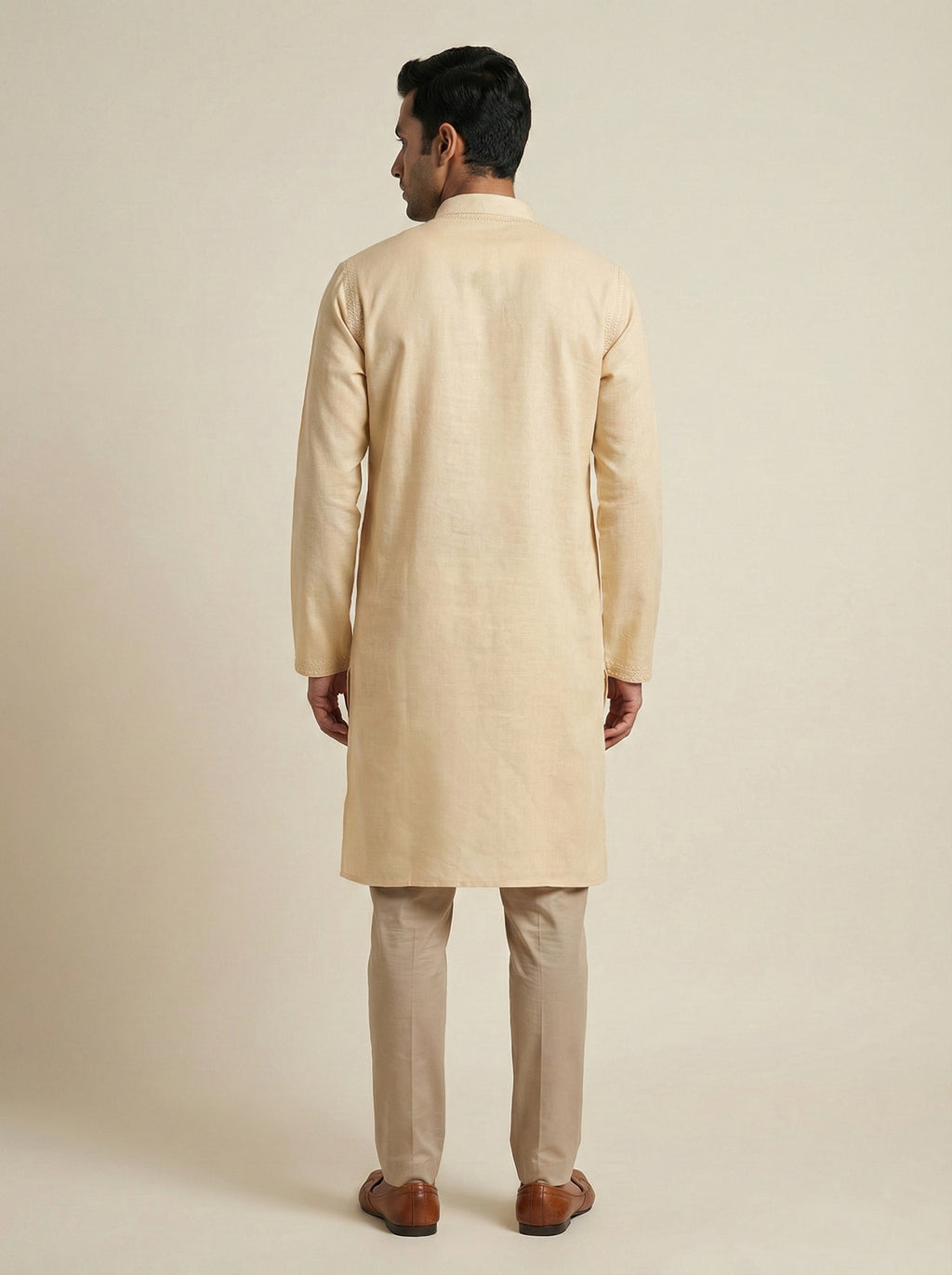 Hand Embroidered Cotton Men Kurta