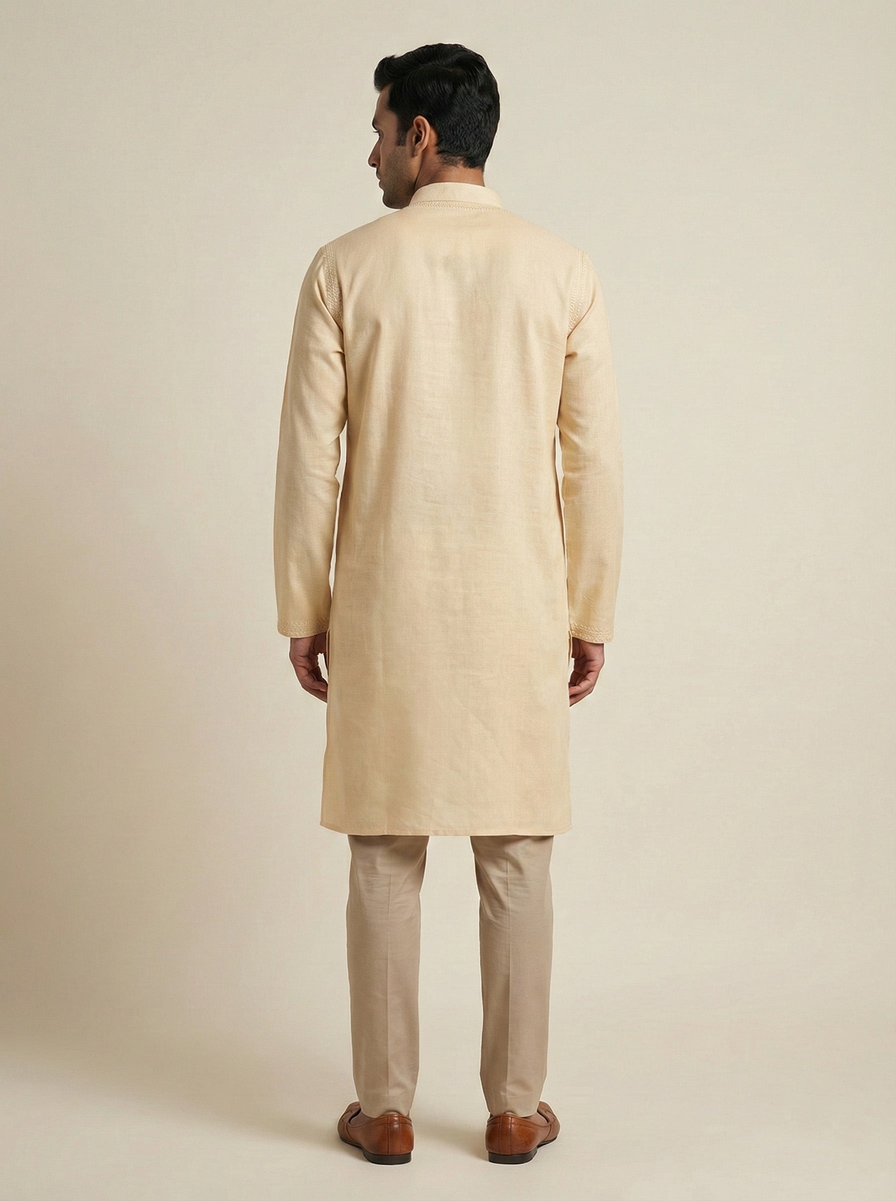Hand Embroidered Cotton Men Kurta