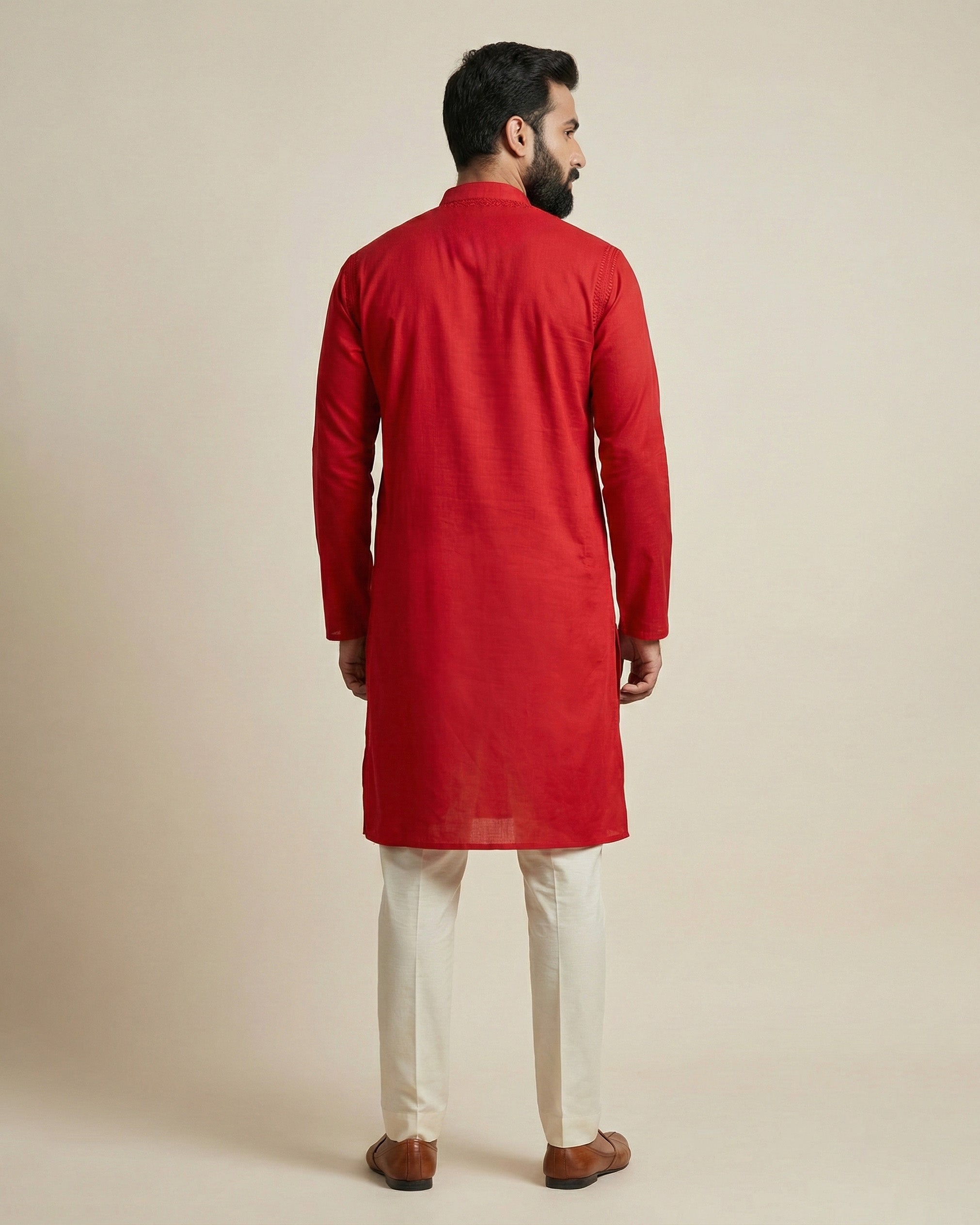 Hand Embroidered Cotton Men Kurta