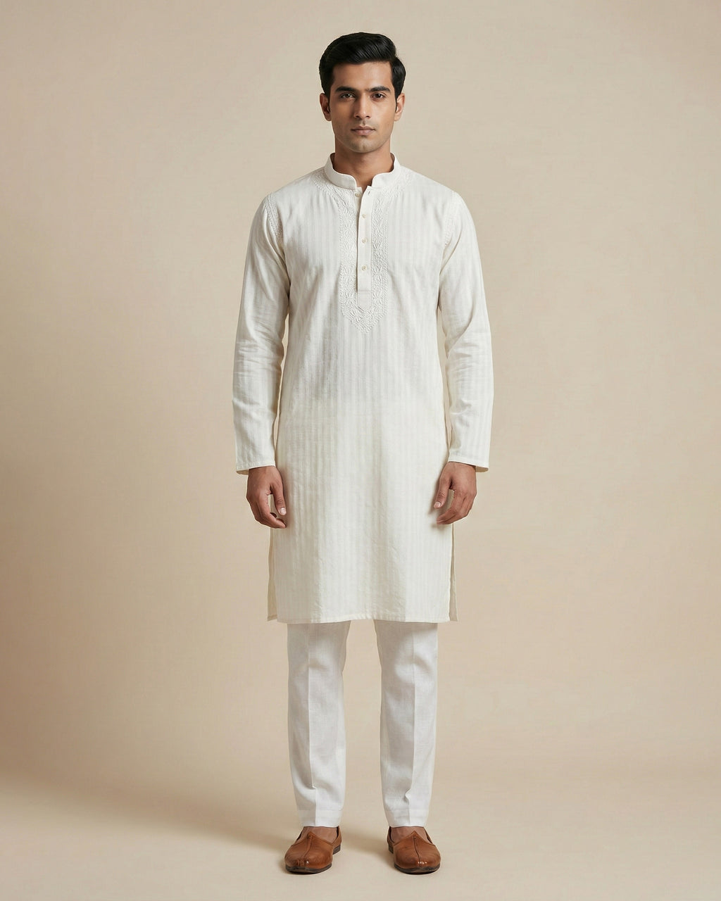 Hand Embroidered Cotton Men Kurta