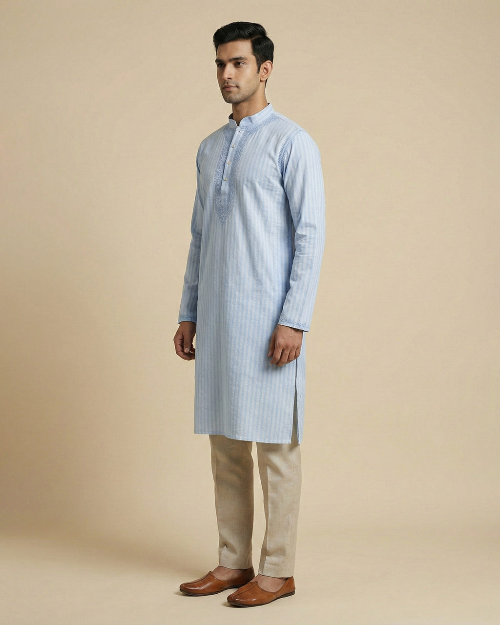 Hand Embroidered Cotton Men Kurta