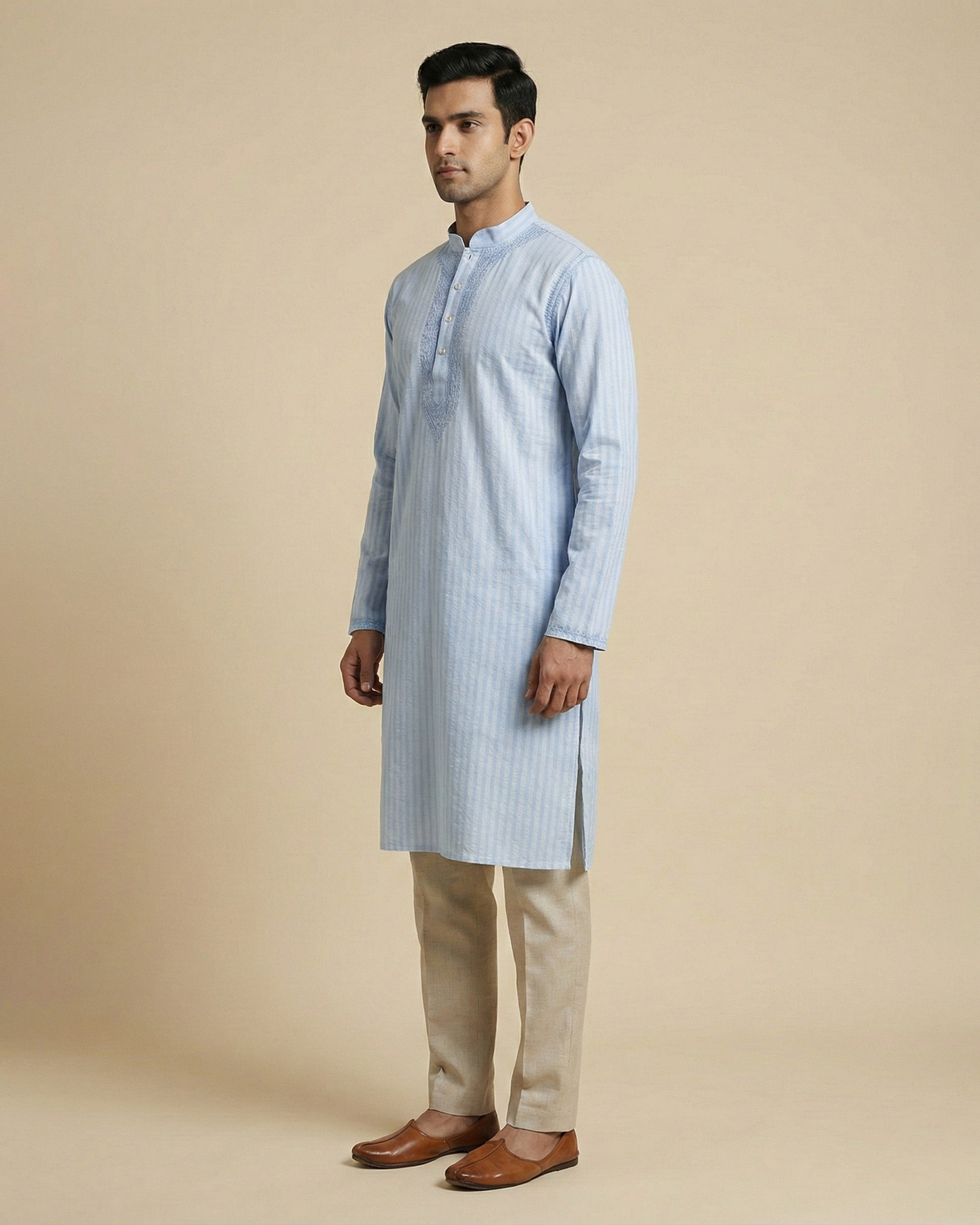 Hand Embroidered Cotton Men Kurta