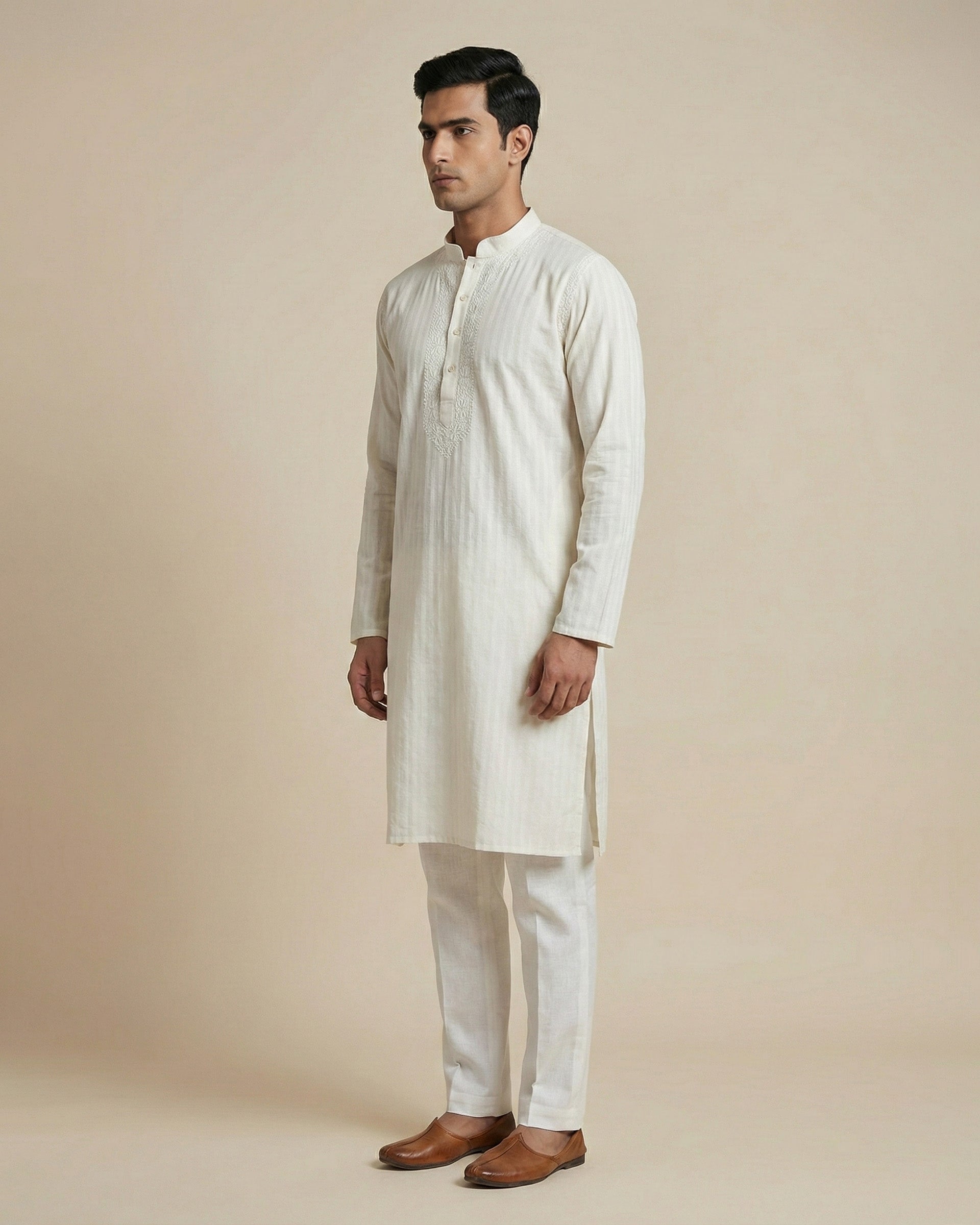 Hand Embroidered Cotton Men Kurta