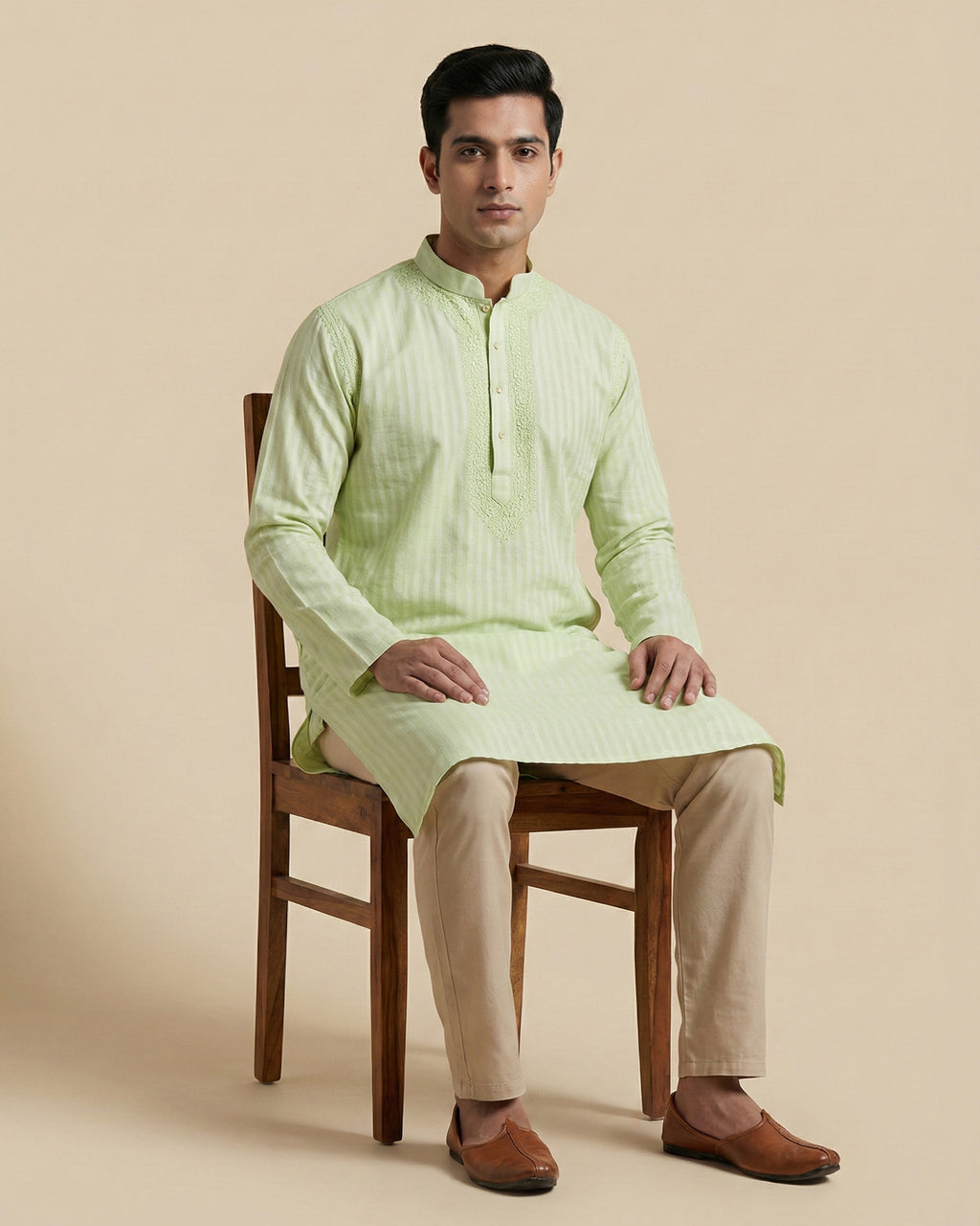 Hand Embroidered Cotton Men Kurta