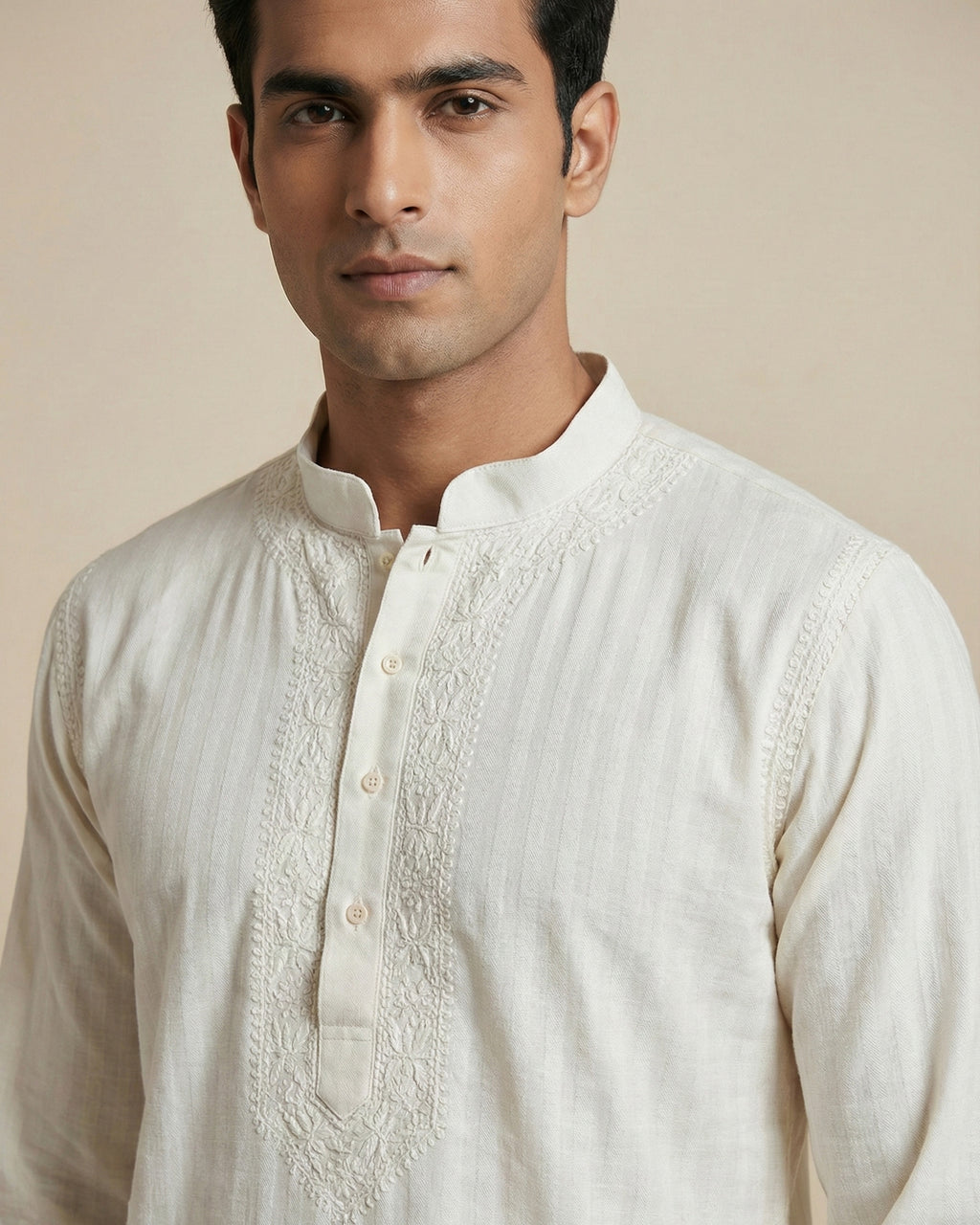 Hand Embroidered Cotton Men Kurta
