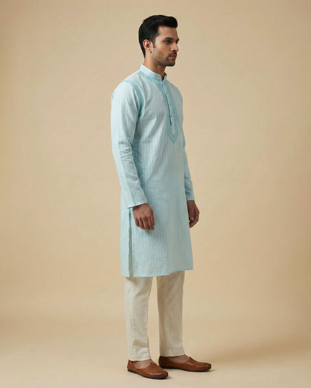 Hand Embroidered Cotton Men Kurta