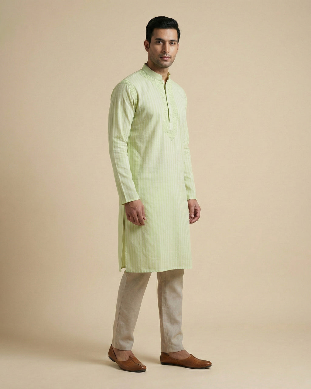 Hand Embroidered Cotton Men Kurta