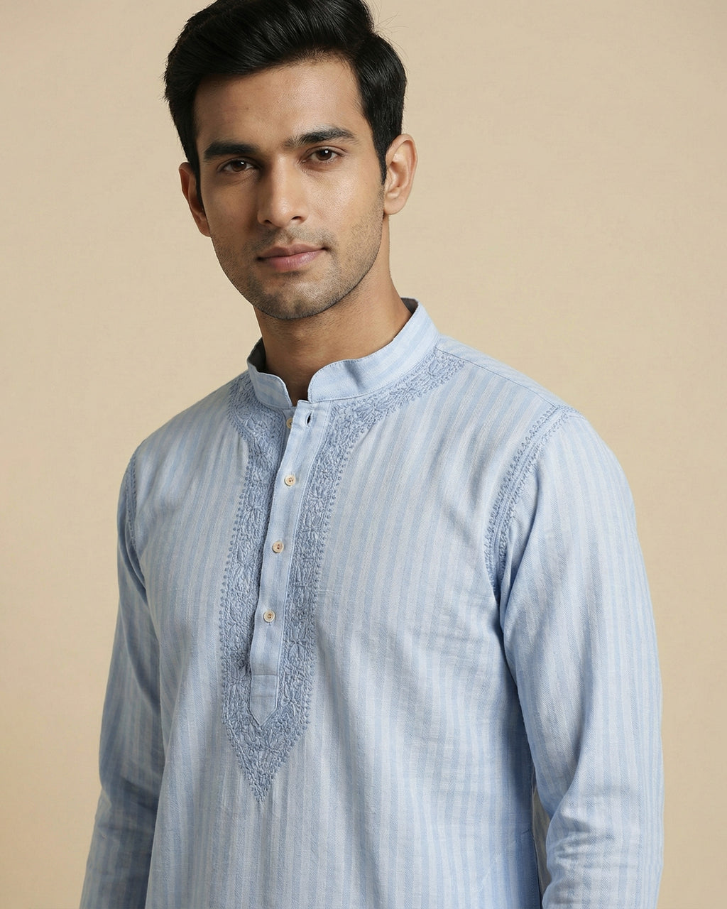 Hand Embroidered Cotton Men Kurta