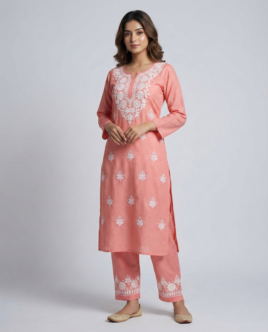 Women Floral Embroidered Regular Chikankari Kurta with Palazzos
