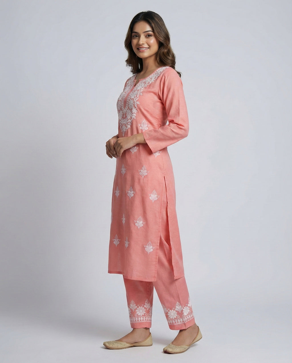 Women Floral Embroidered Regular Chikankari Kurta with Palazzos