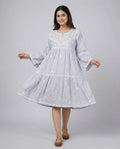 Floral Print Flared Sleeve A-Line Dress