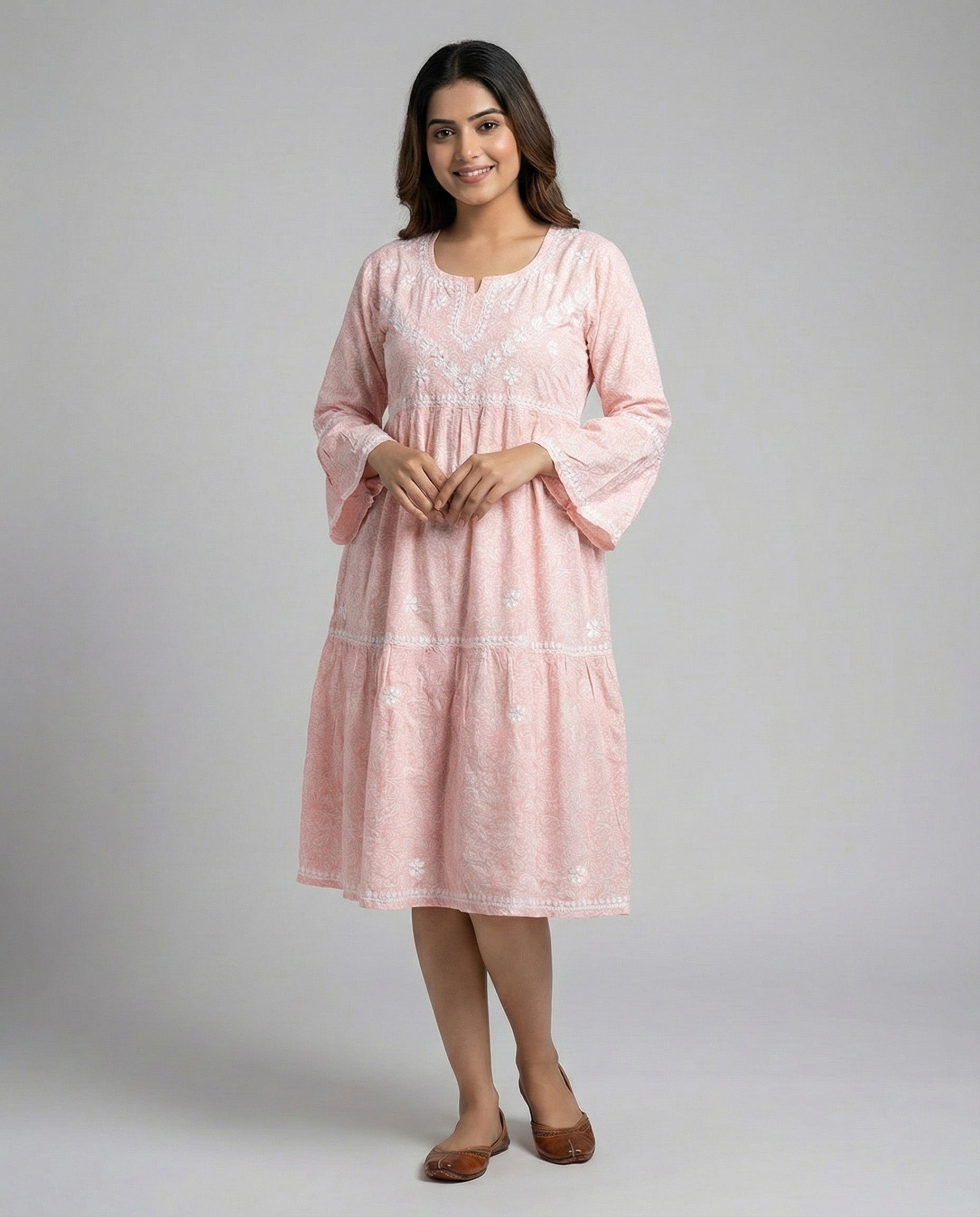 Floral Embroidered Fit & Flare Midi Dress