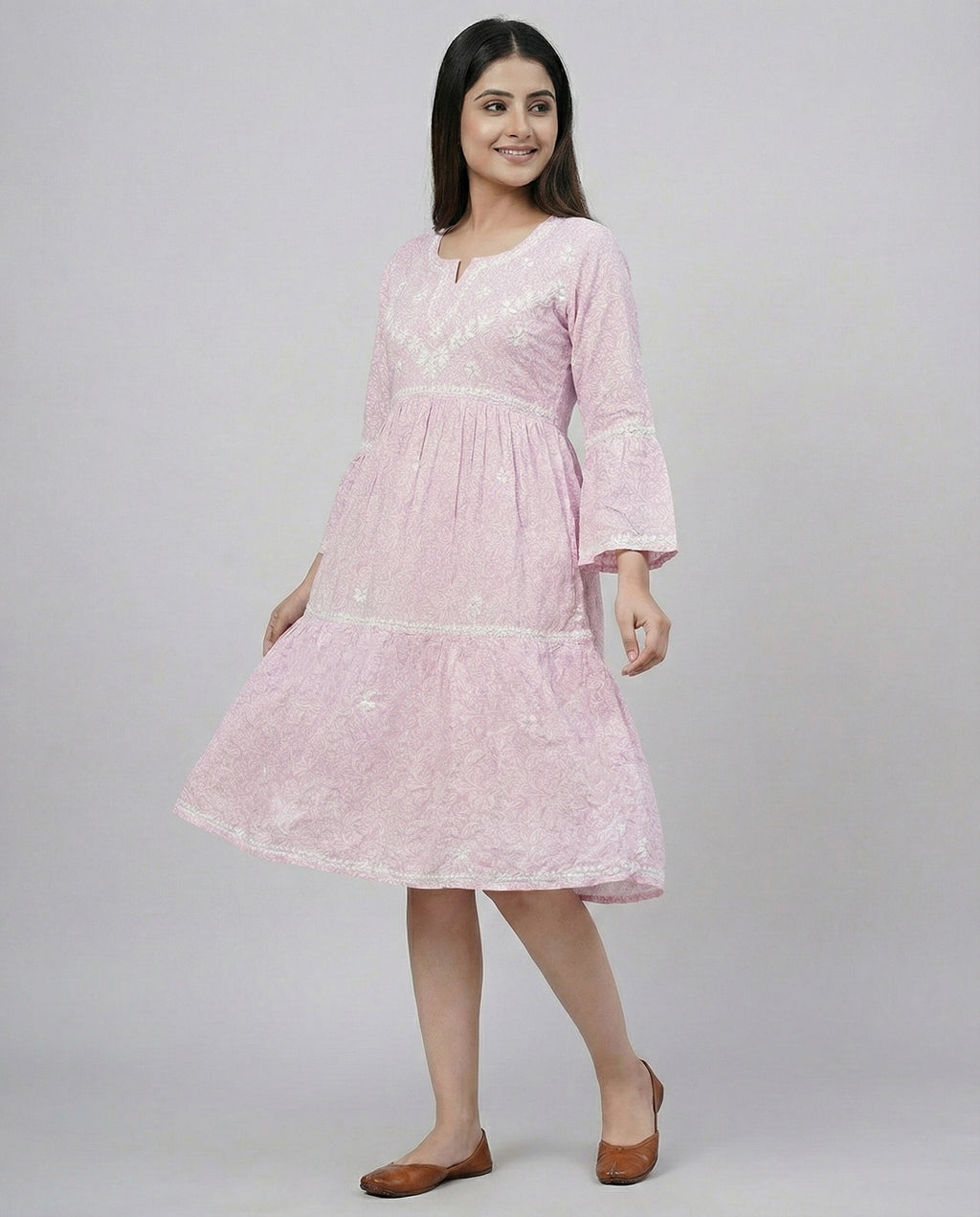 Floral Embroidered Fit & Flare Midi Dress
