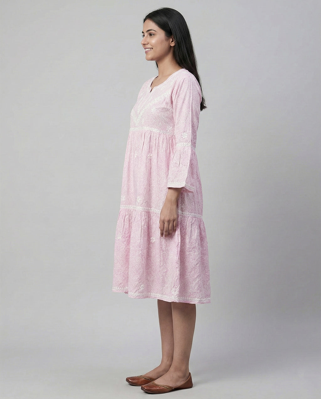 Floral Embroidered Fit & Flare Midi Dress