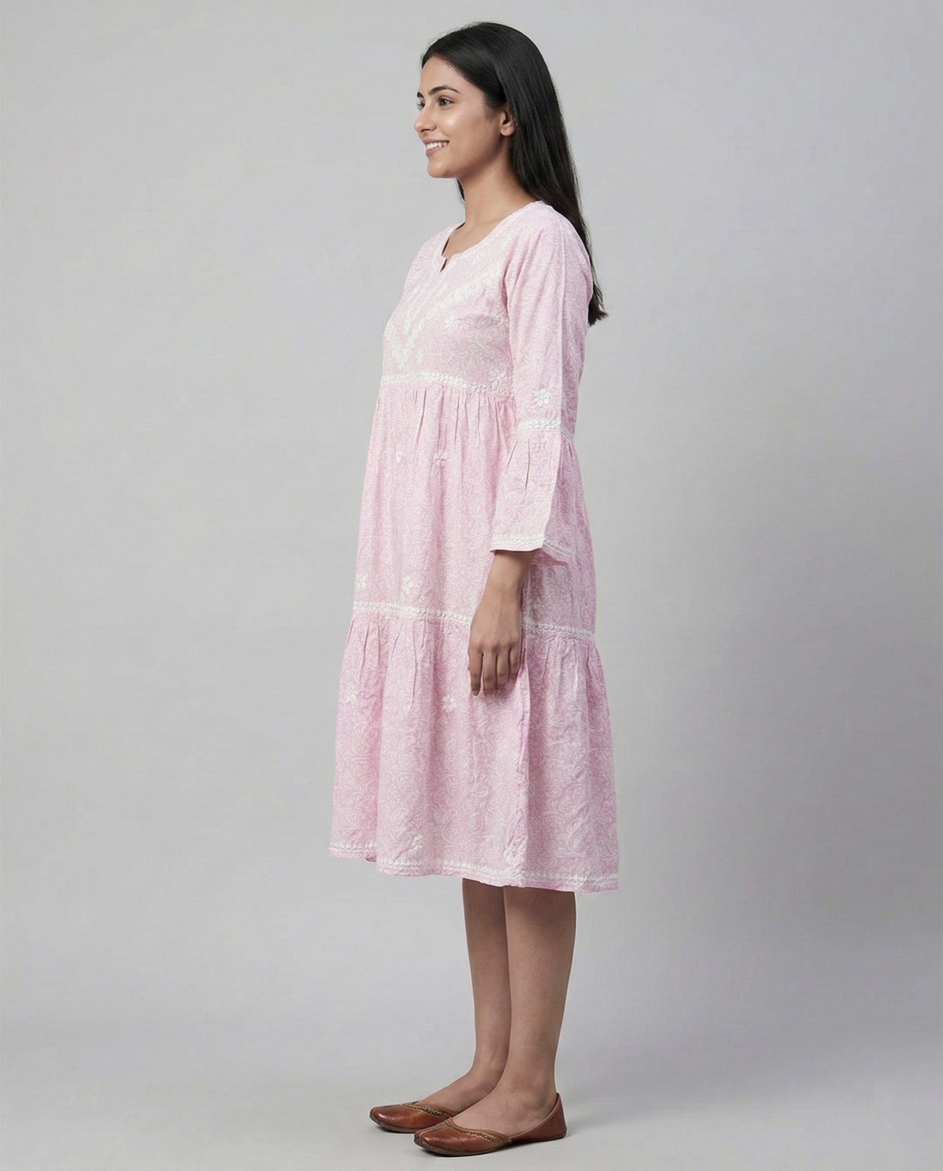 Floral Embroidered Fit & Flare Midi Dress