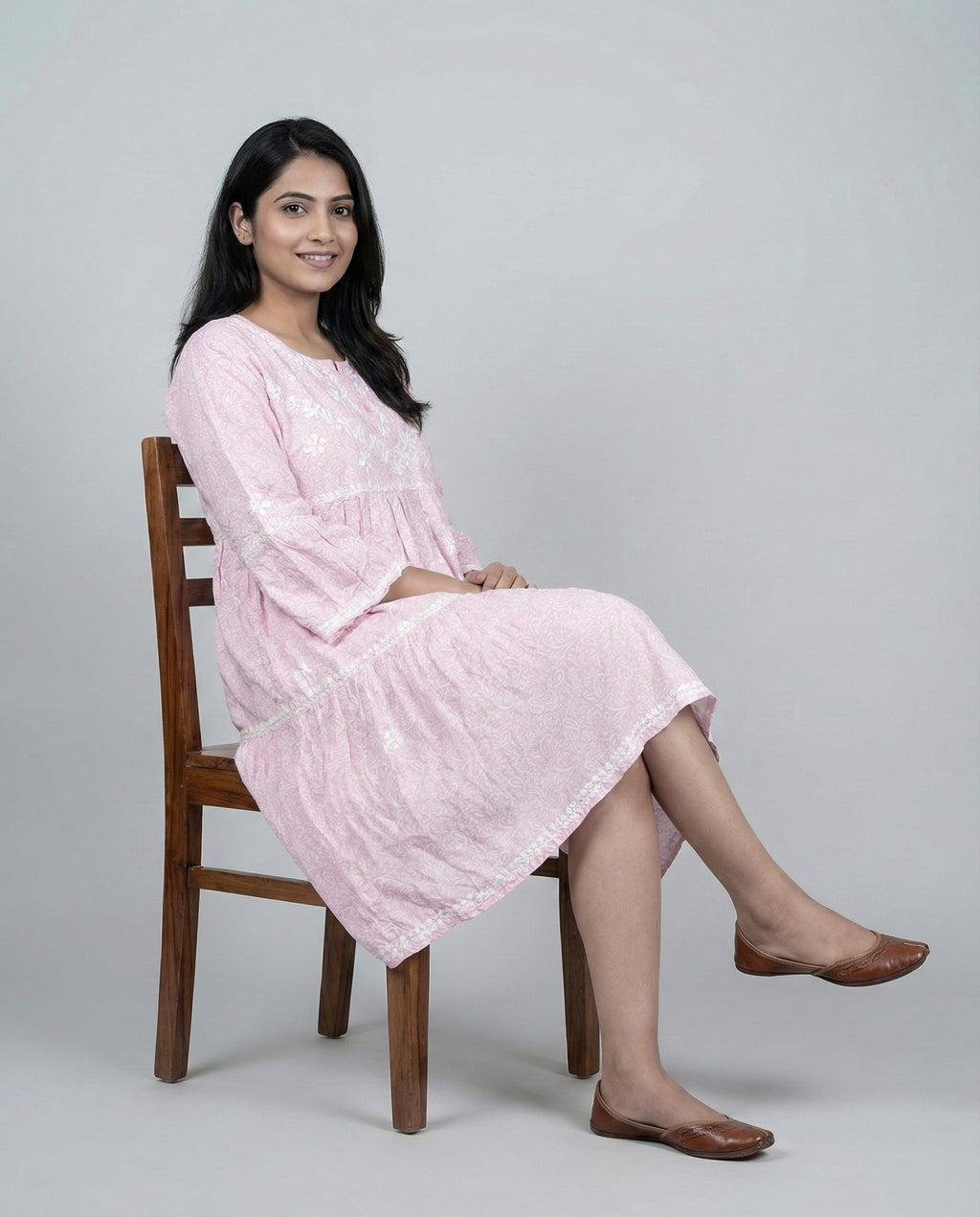 Floral Embroidered Fit & Flare Midi Dress