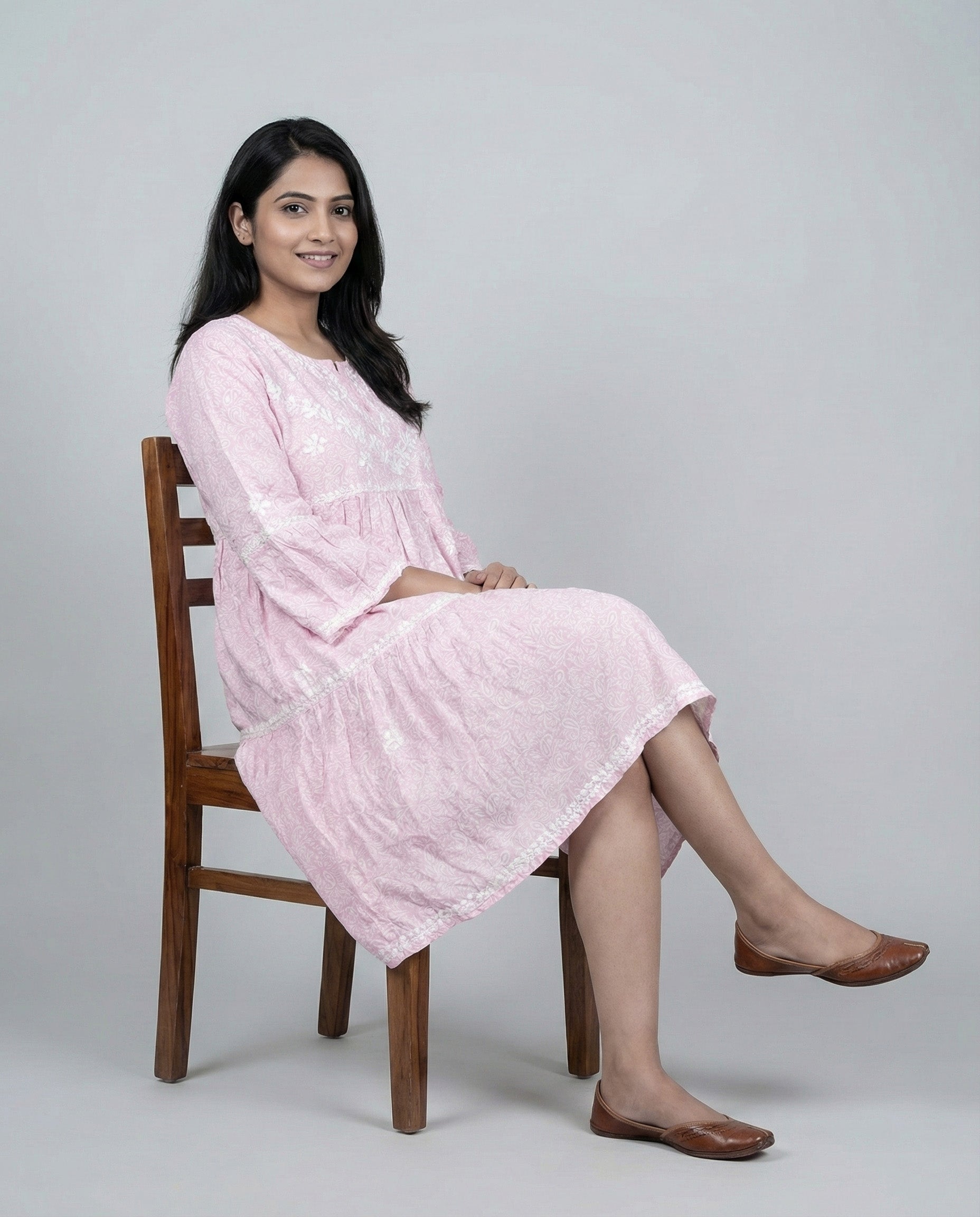 Floral Embroidered Fit & Flare Midi Dress