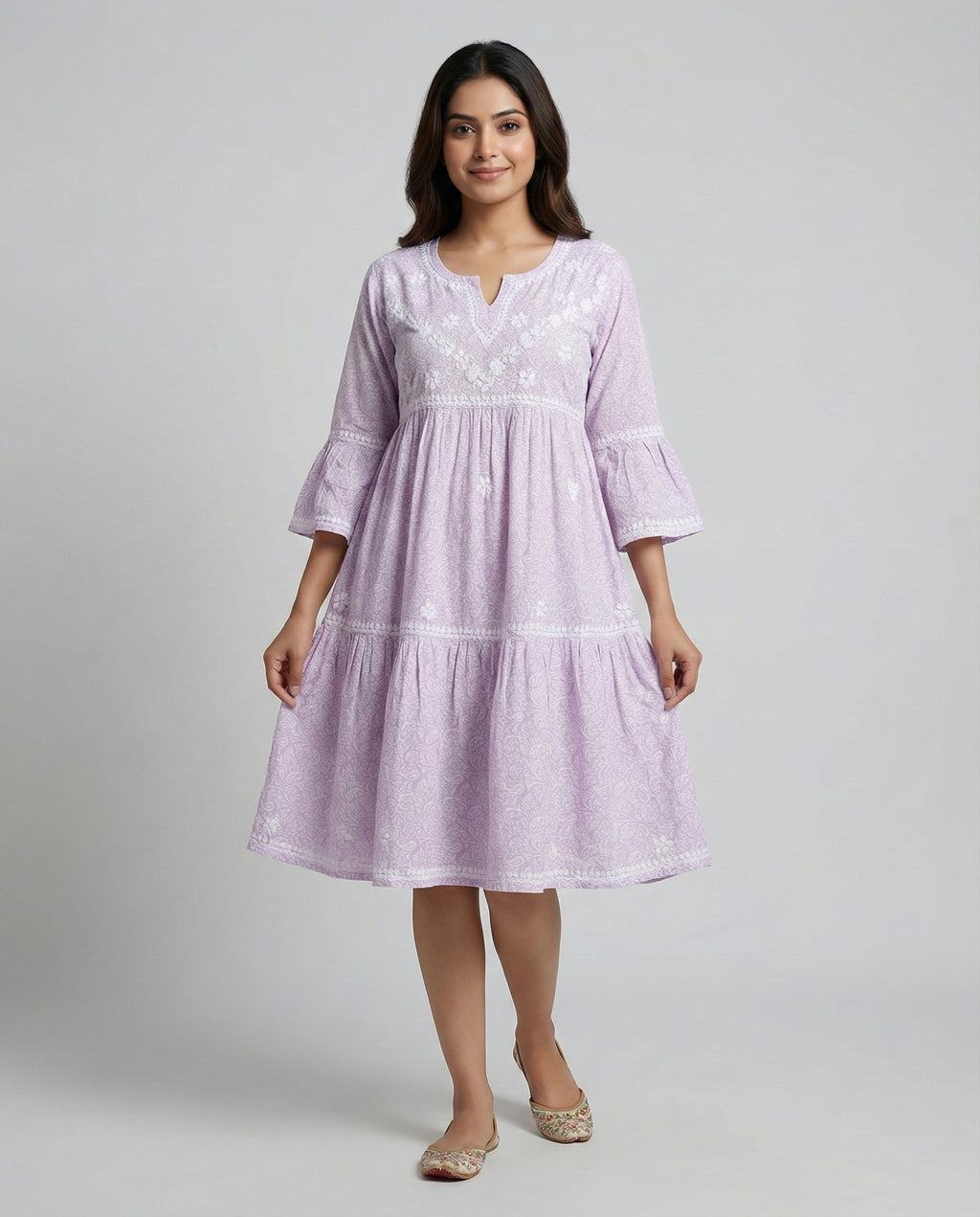 Floral Embroidered Fit & Flare Midi Dress