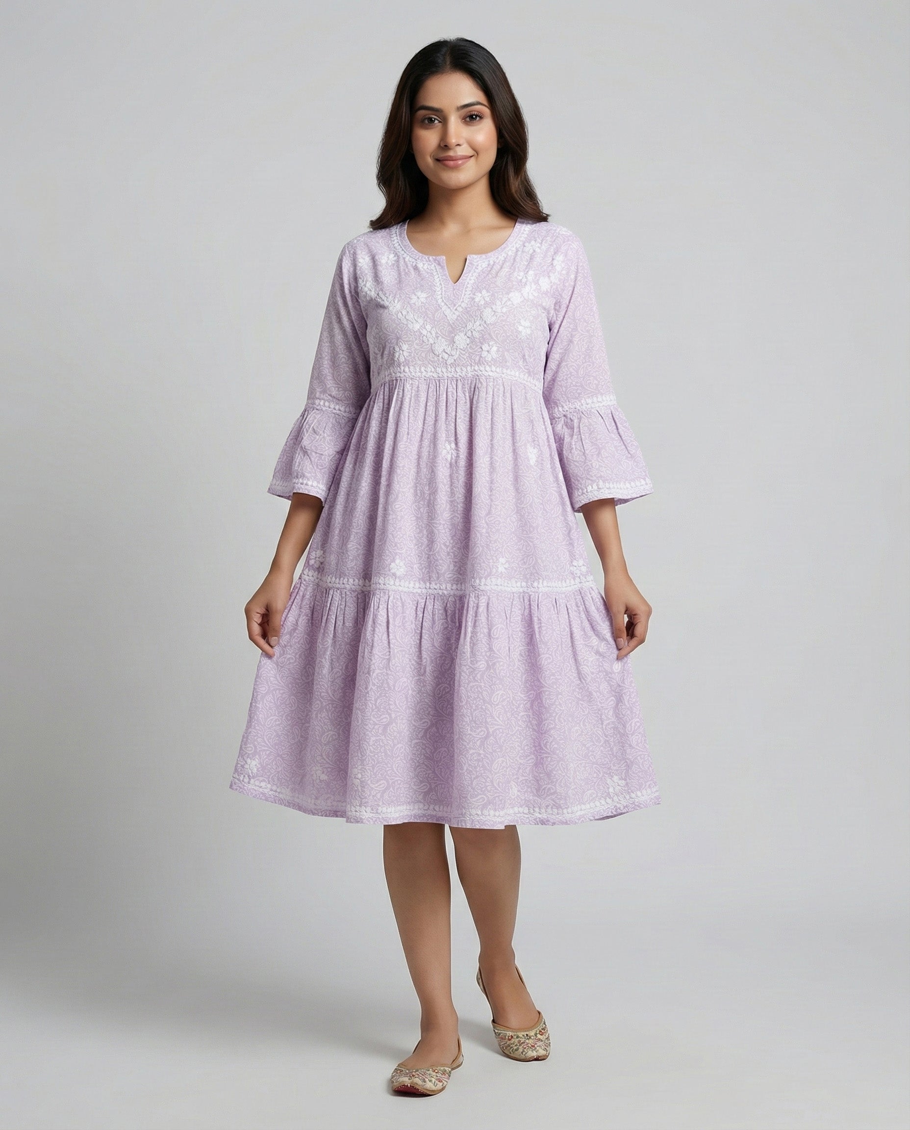 Floral Embroidered Fit & Flare Midi Dress