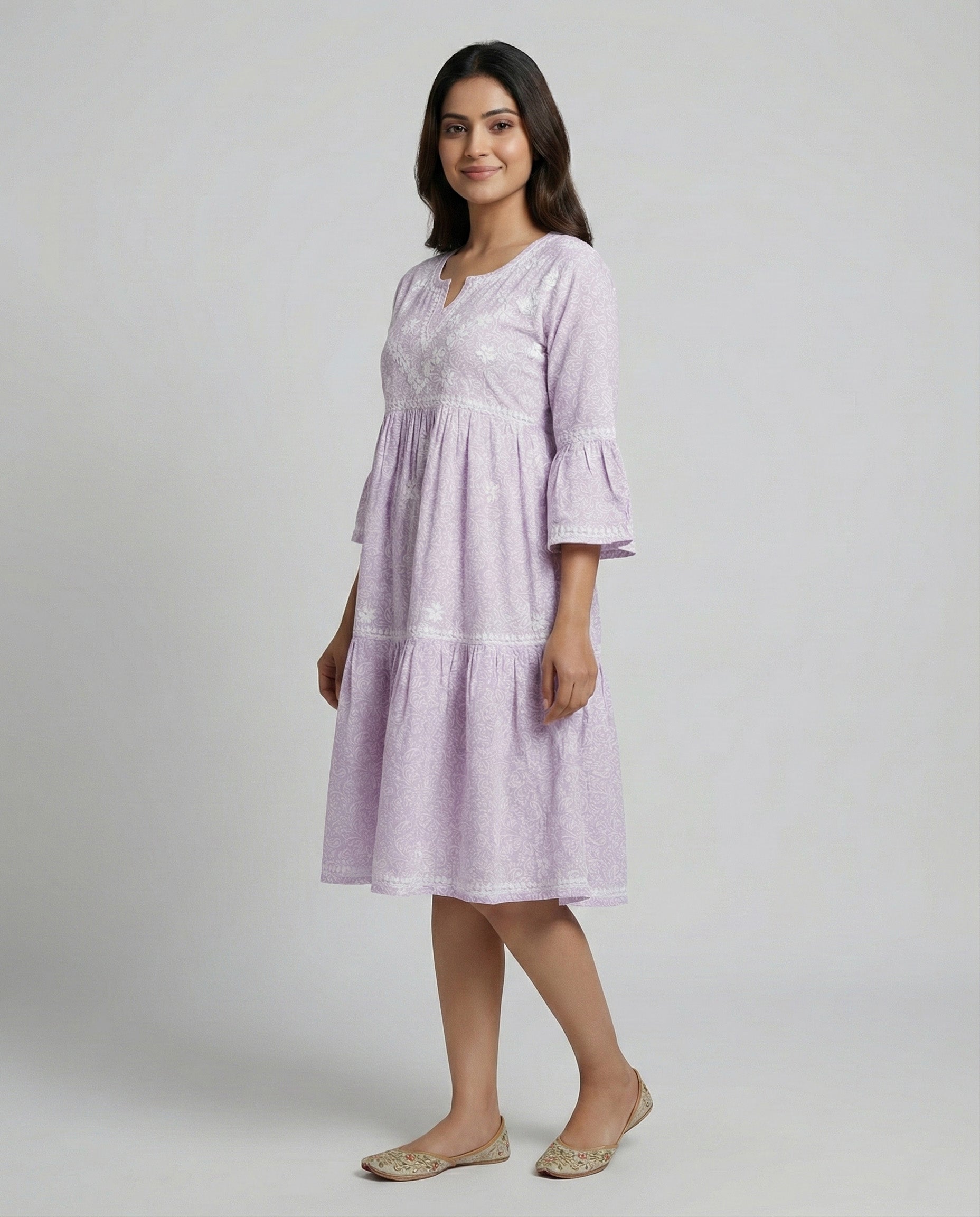 Floral Embroidered Fit & Flare Midi Dress