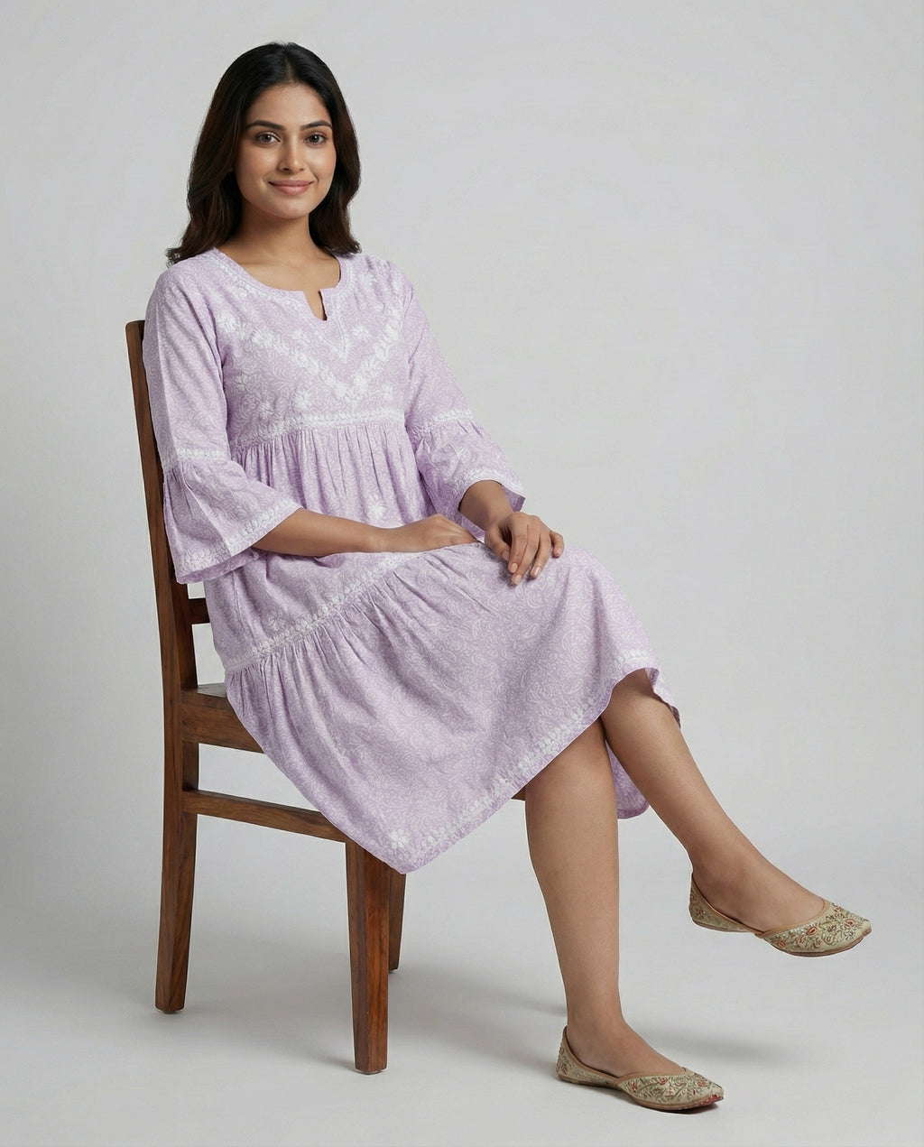 Floral Embroidered Fit & Flare Midi Dress