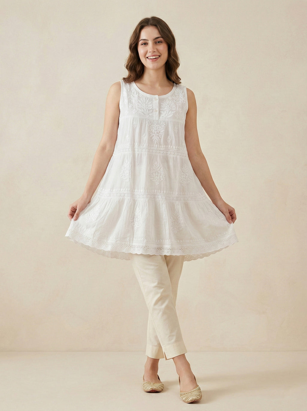 Floral Embroidered A-Line Dress