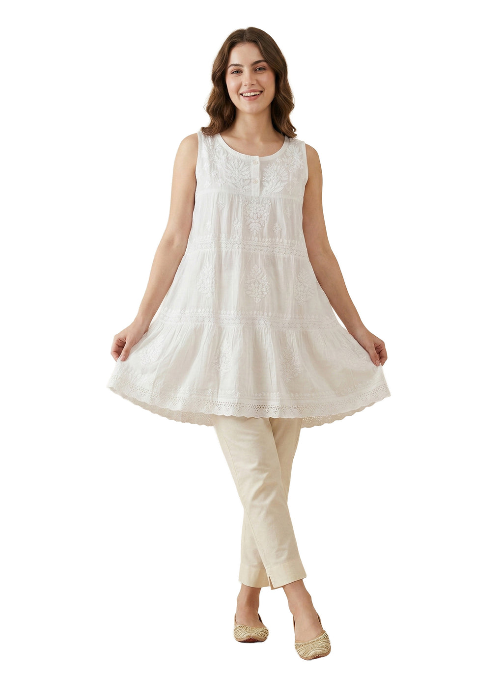 Floral Embroidered A-Line Dress