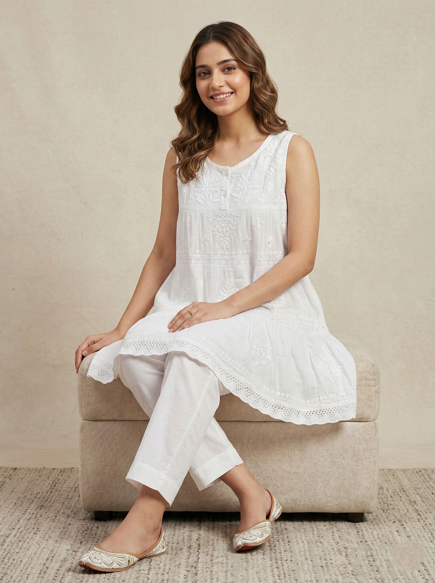 Floral Embroidered A-Line Dress