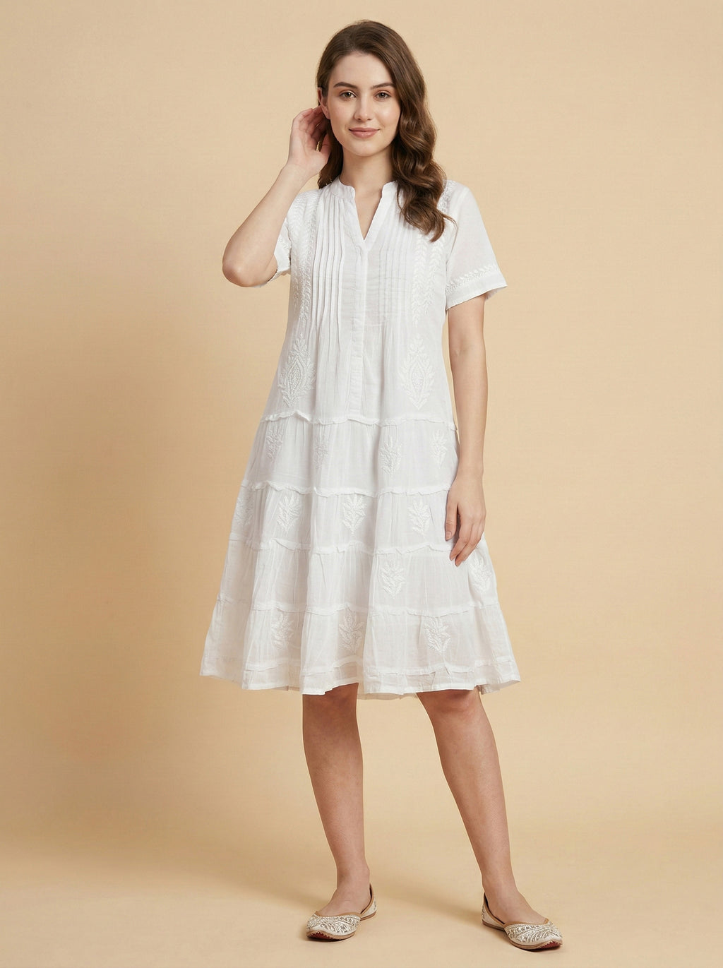 Floral Embroidered A-Line Dress