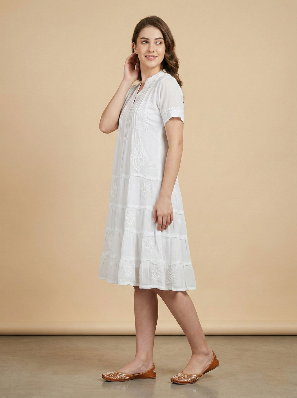 Floral Embroidered A-Line Dress