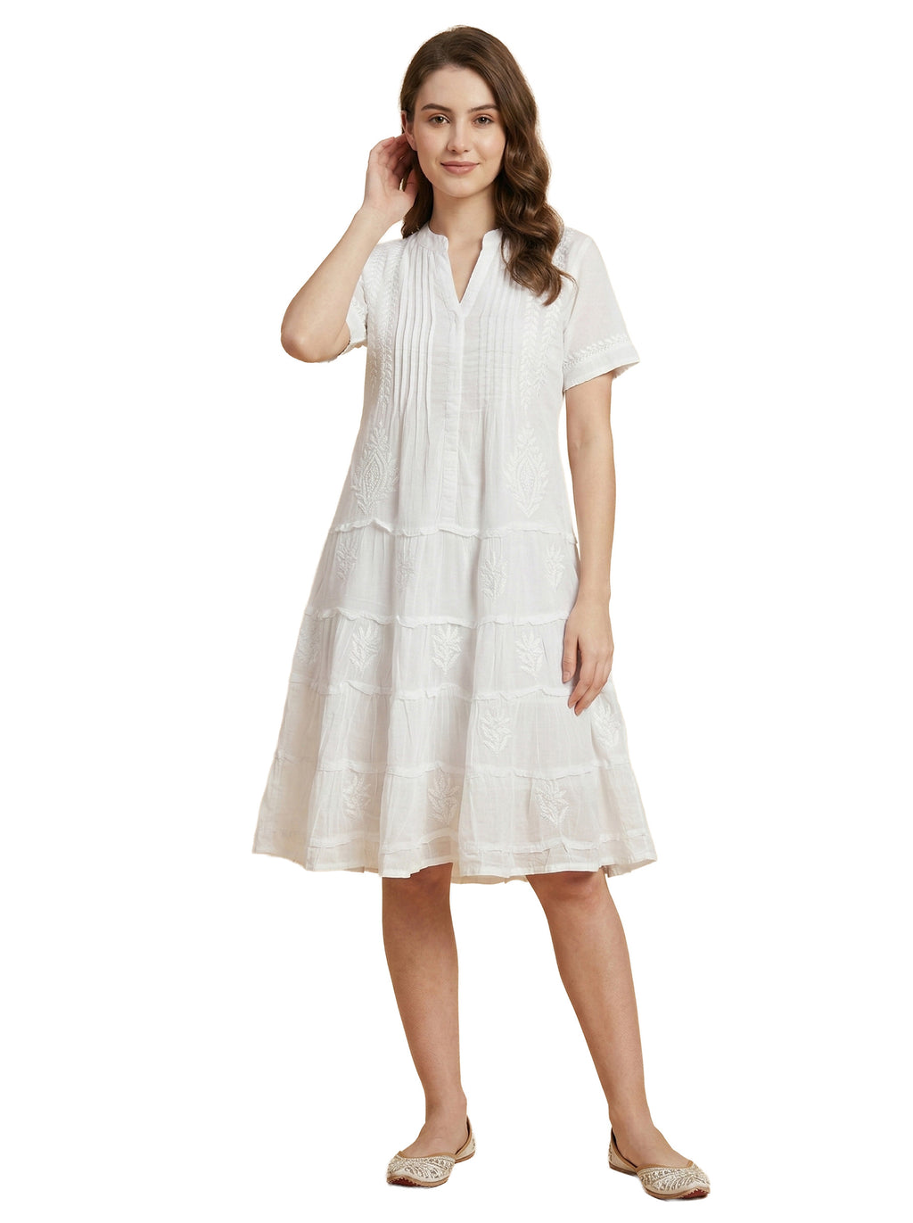 Floral Embroidered A-Line Dress