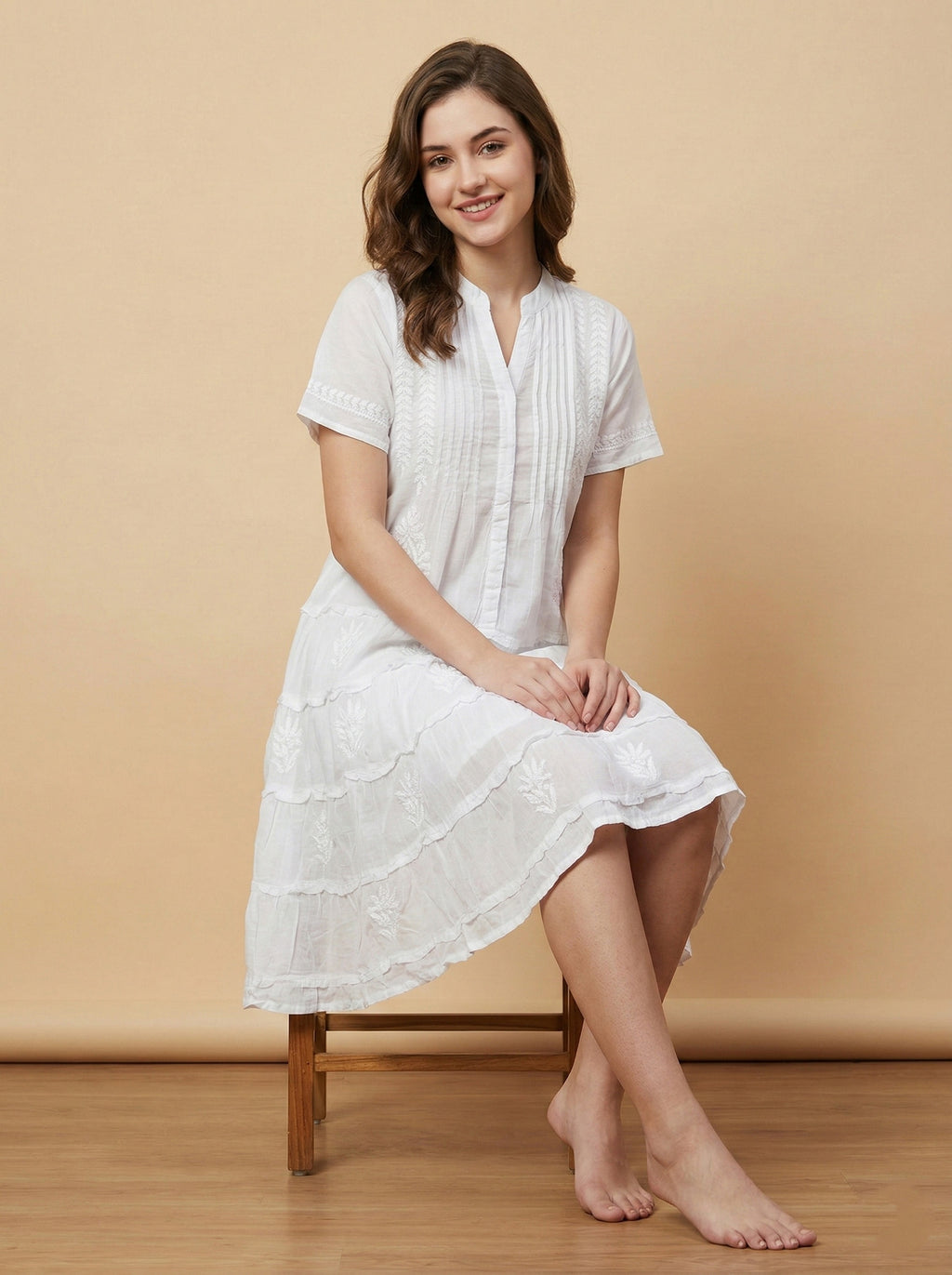 Floral Embroidered A-Line Dress