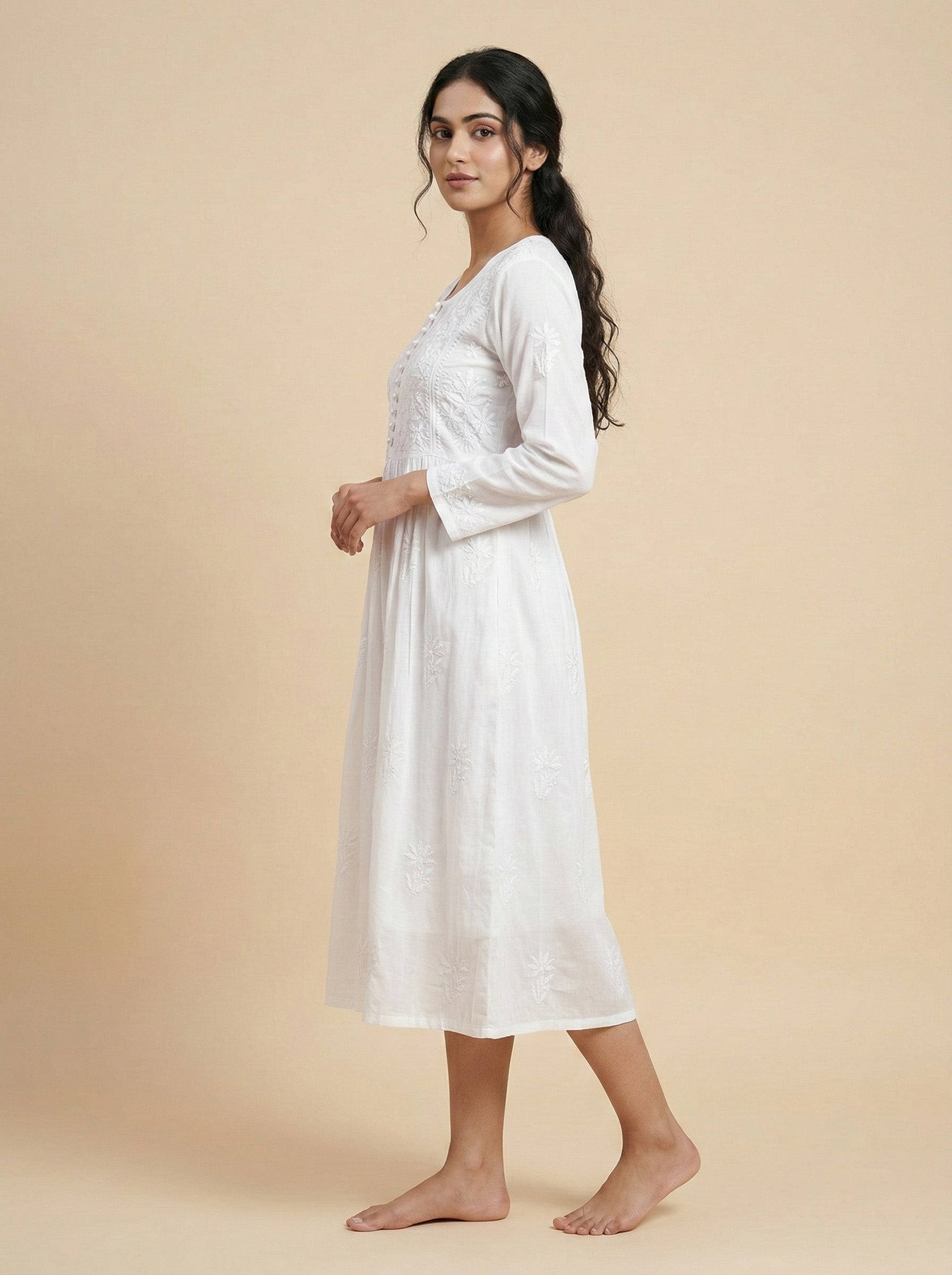 Floral Embroidered Fit & Flare Midi Dress