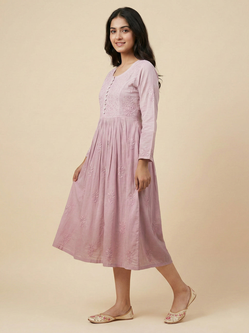 Embroidered Fit & Flare Midi Dress