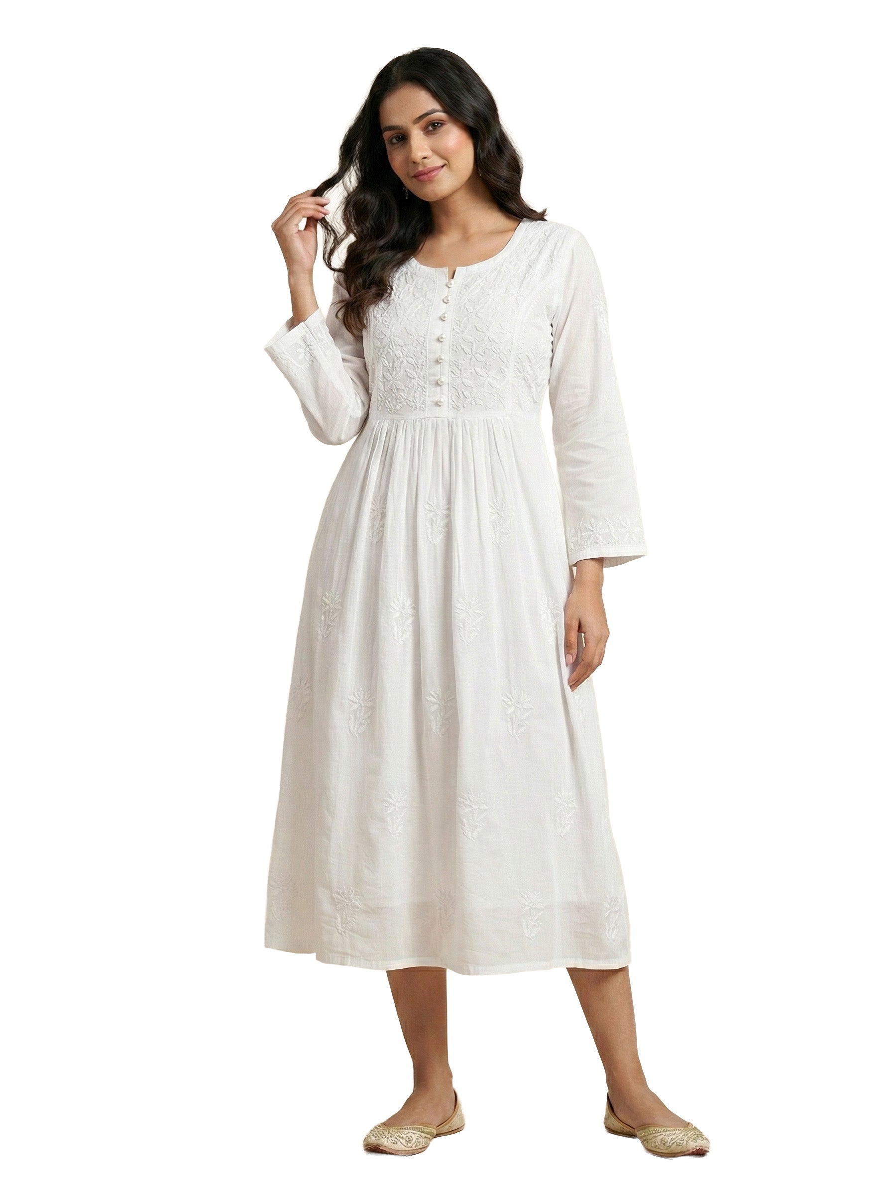 Floral Embroidered Fit & Flare Midi Dress