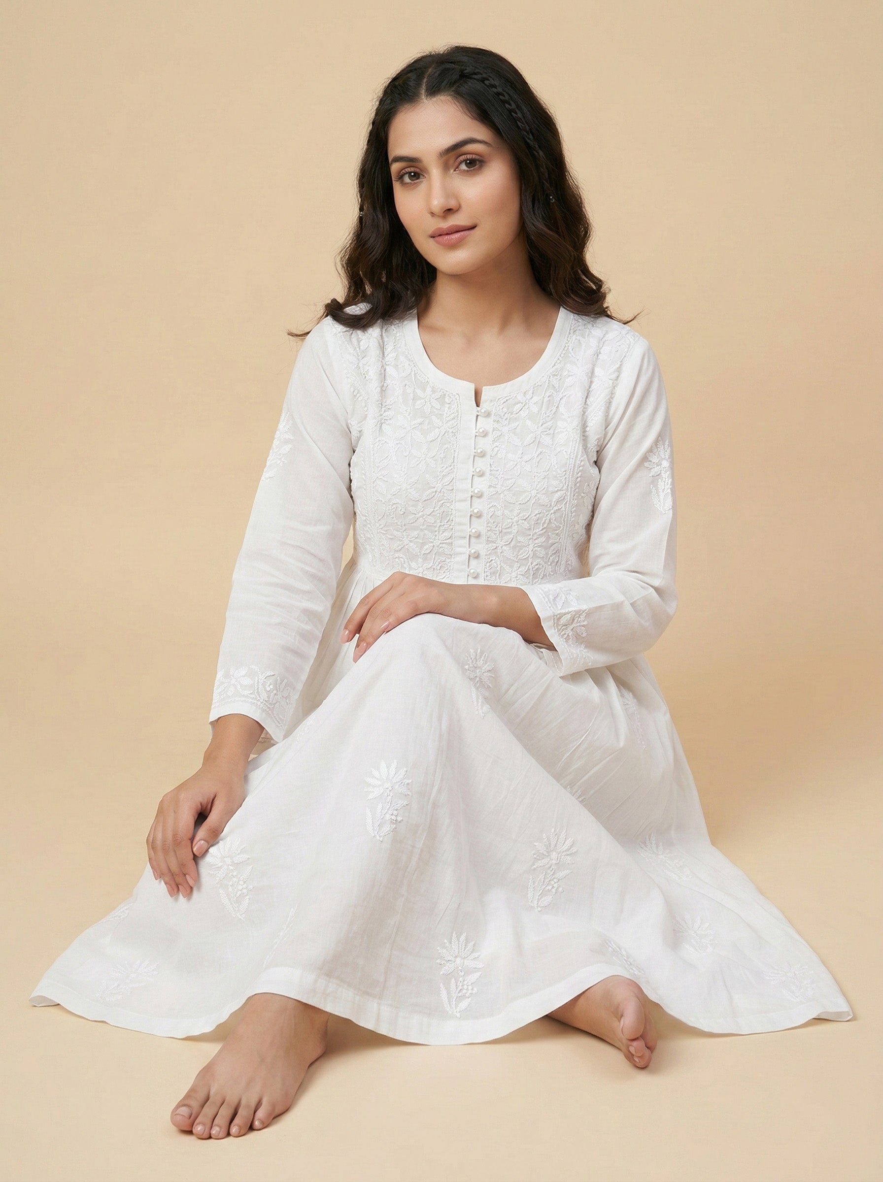 Floral Embroidered Fit & Flare Midi Dress