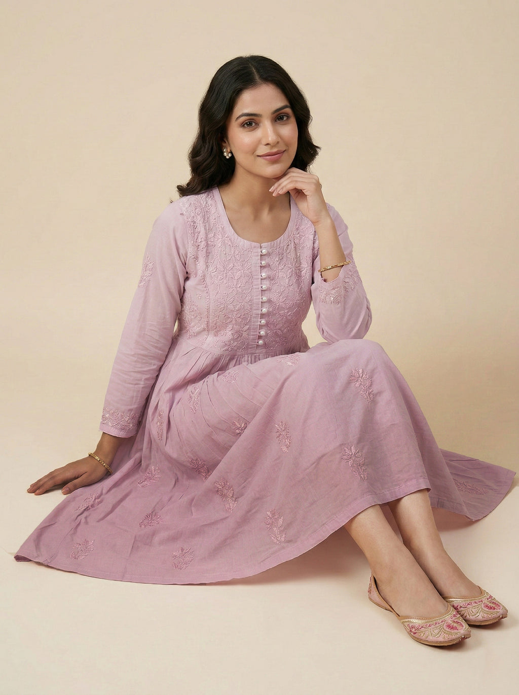 Embroidered Fit & Flare Midi Dress