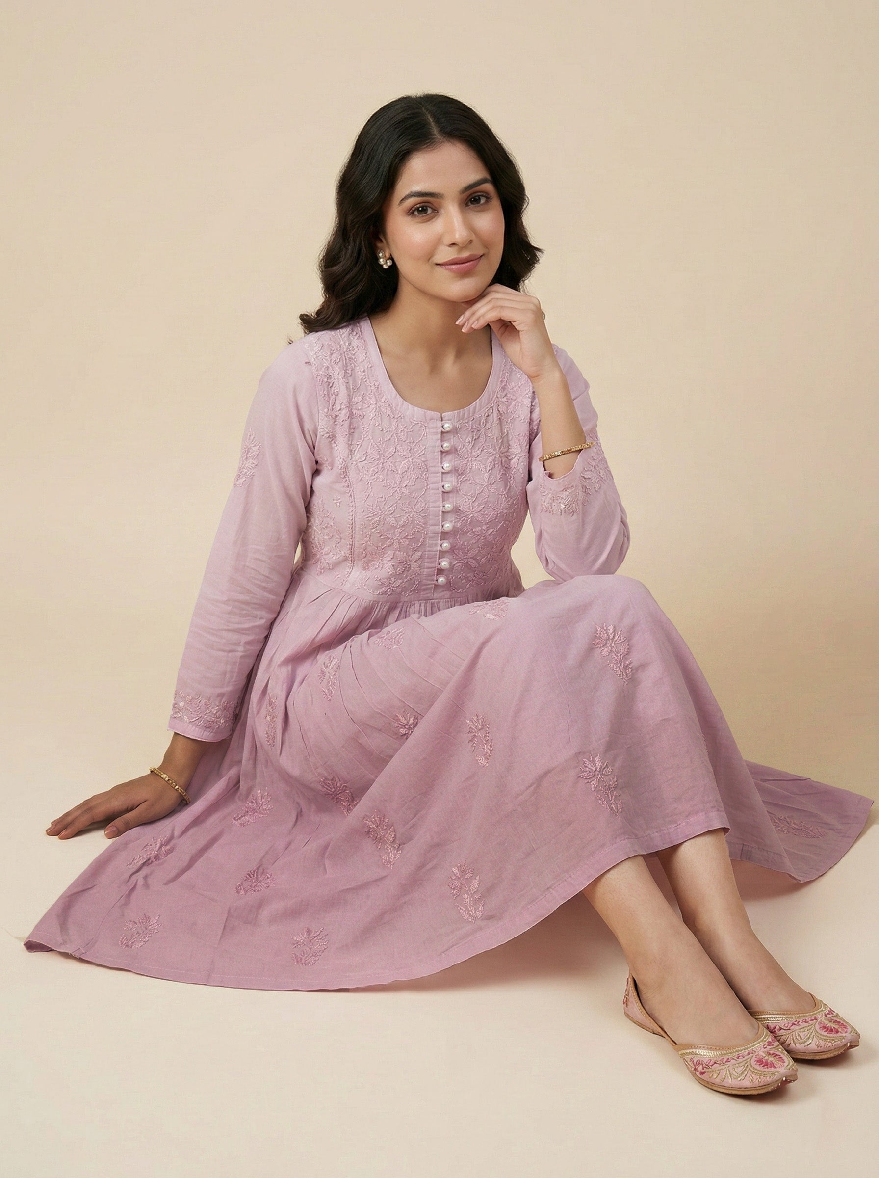 Embroidered Fit & Flare Midi Dress