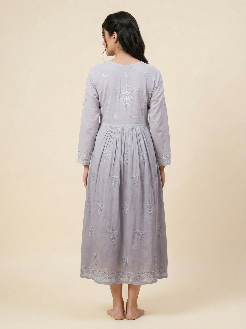 Embroidered A-Line Midi Dress